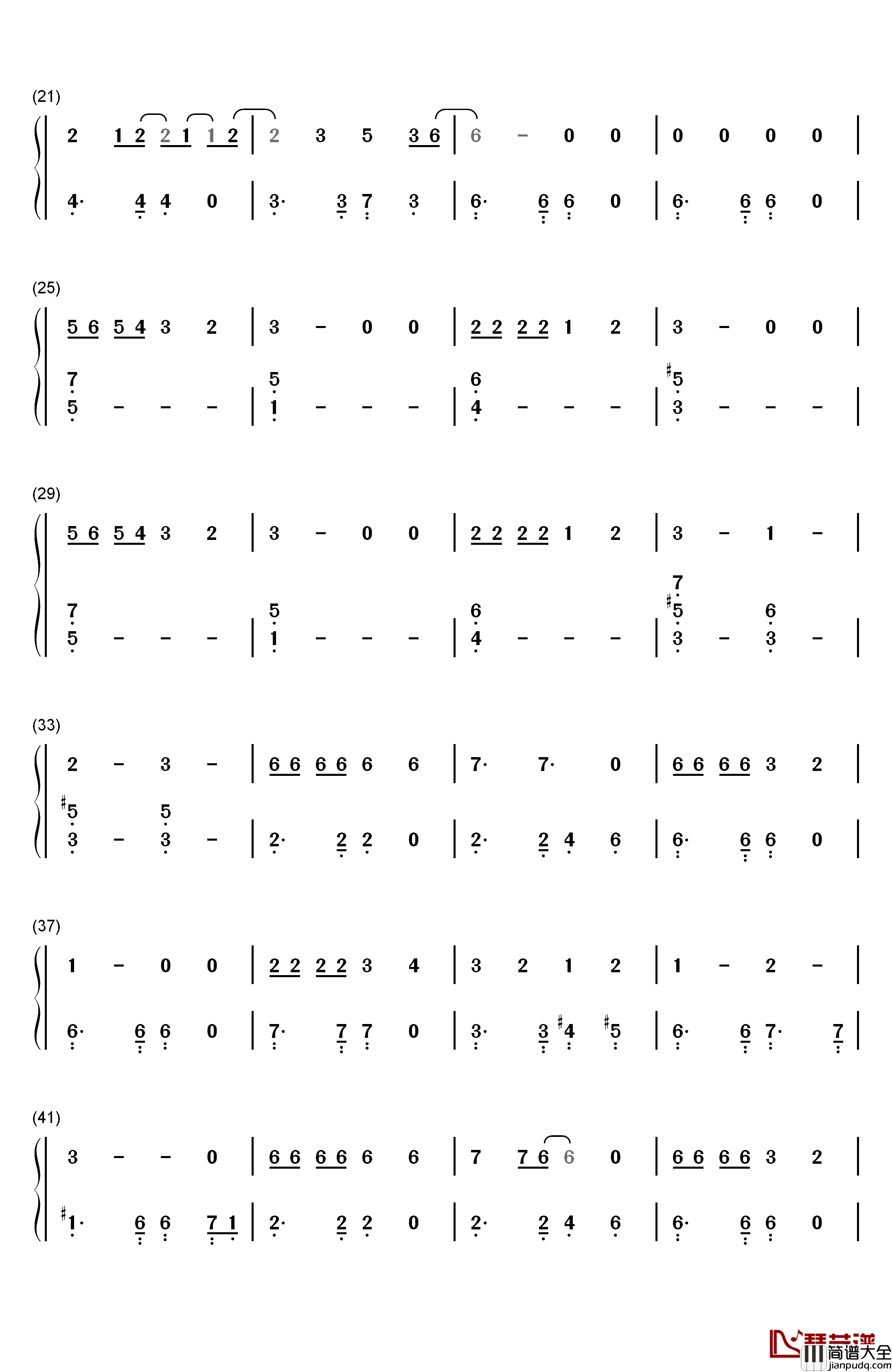 ひなげし钢琴简谱_数字双手_中岛美智代