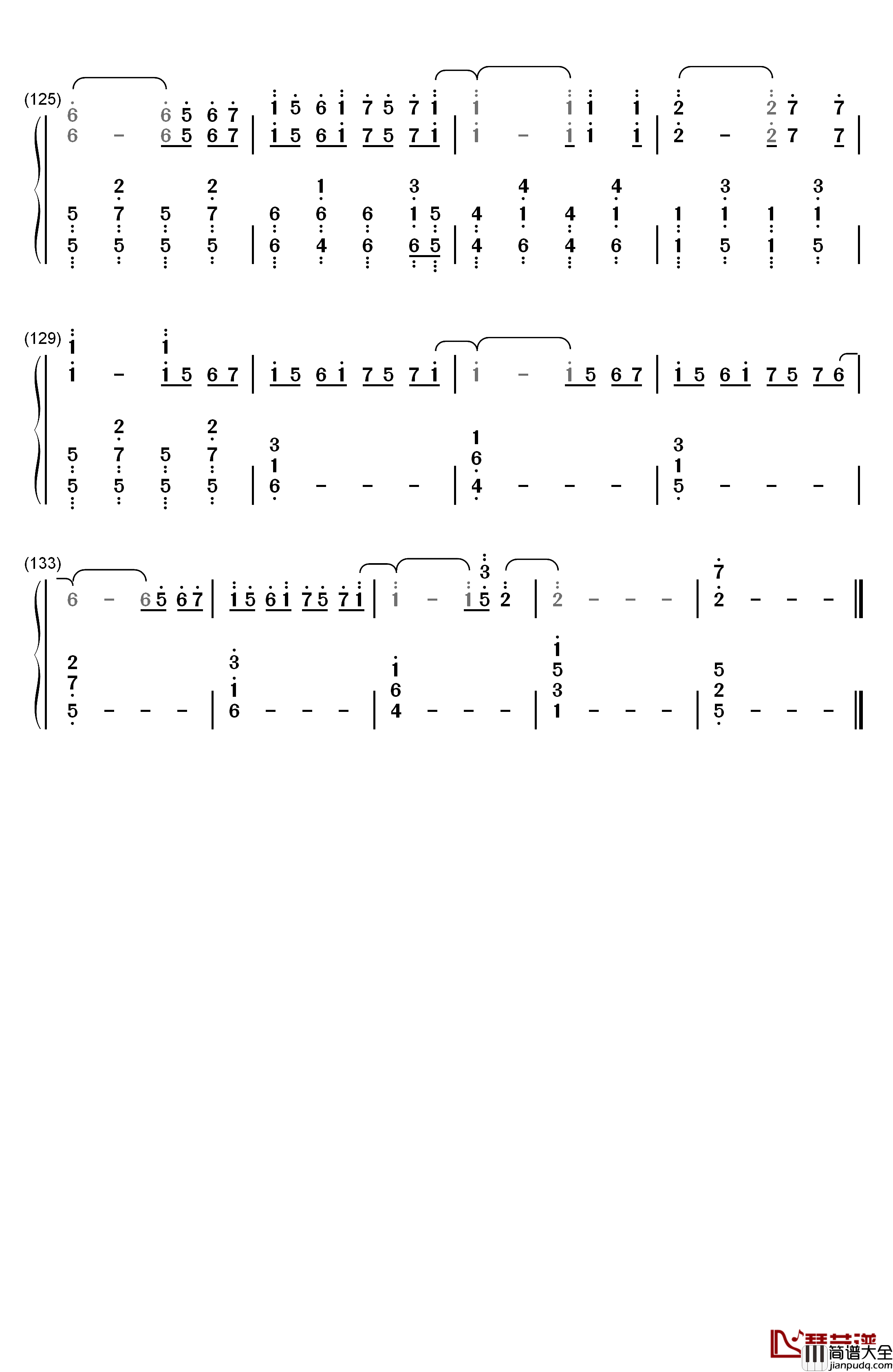 Young_Again钢琴简谱_数字双手_Hardwell