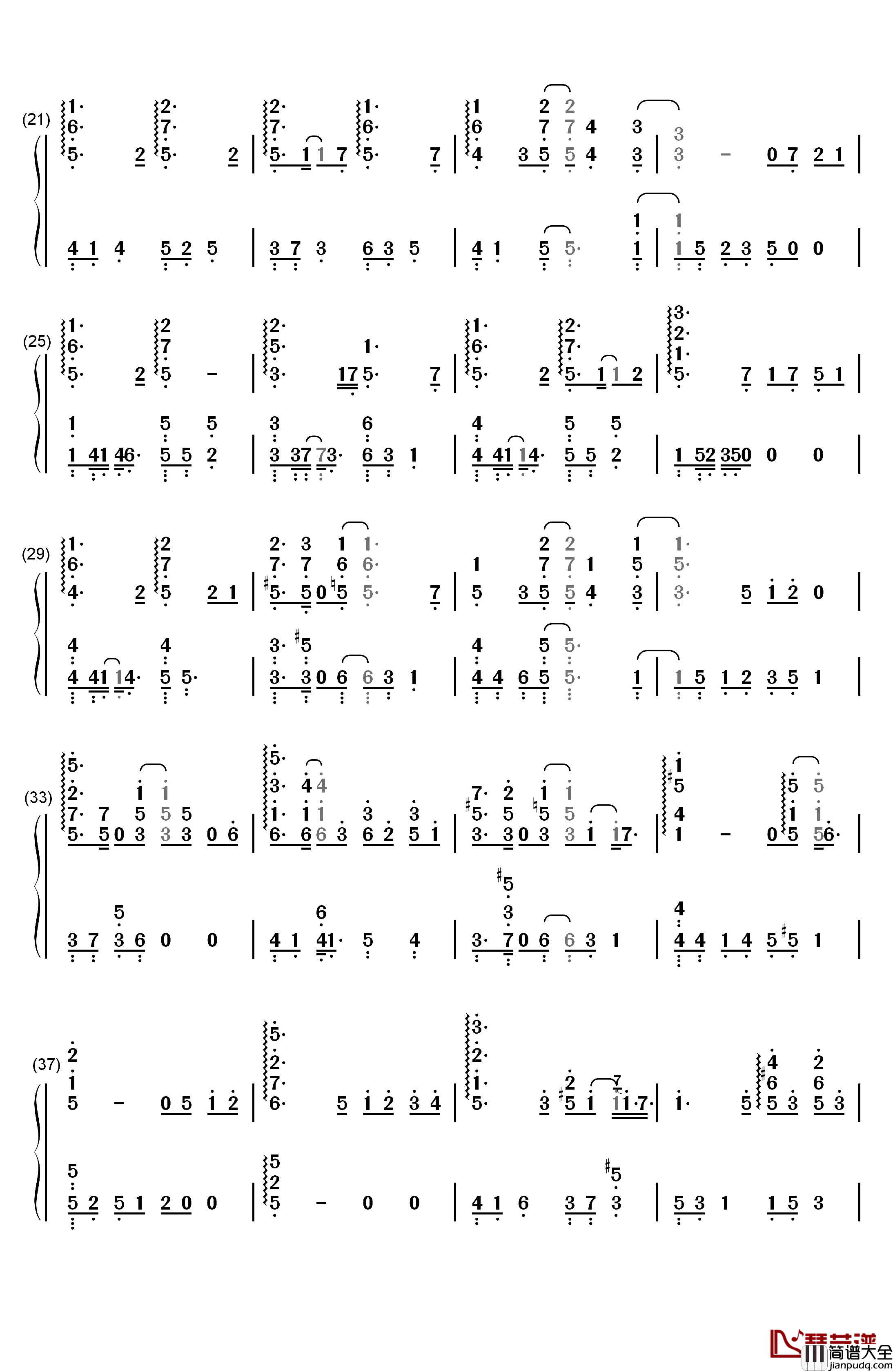 Pianissimo钢琴简谱_数字双手_初音ミク