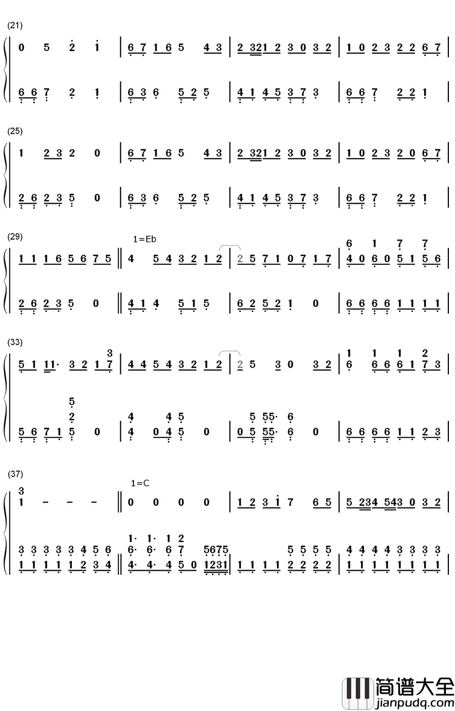 突然钢琴简谱_数字双手_FIELD_OF_VIEW