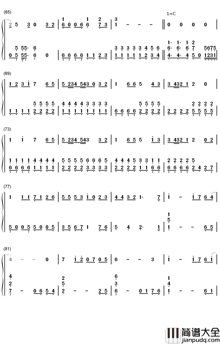 突然钢琴简谱_数字双手_FIELD_OF_VIEW