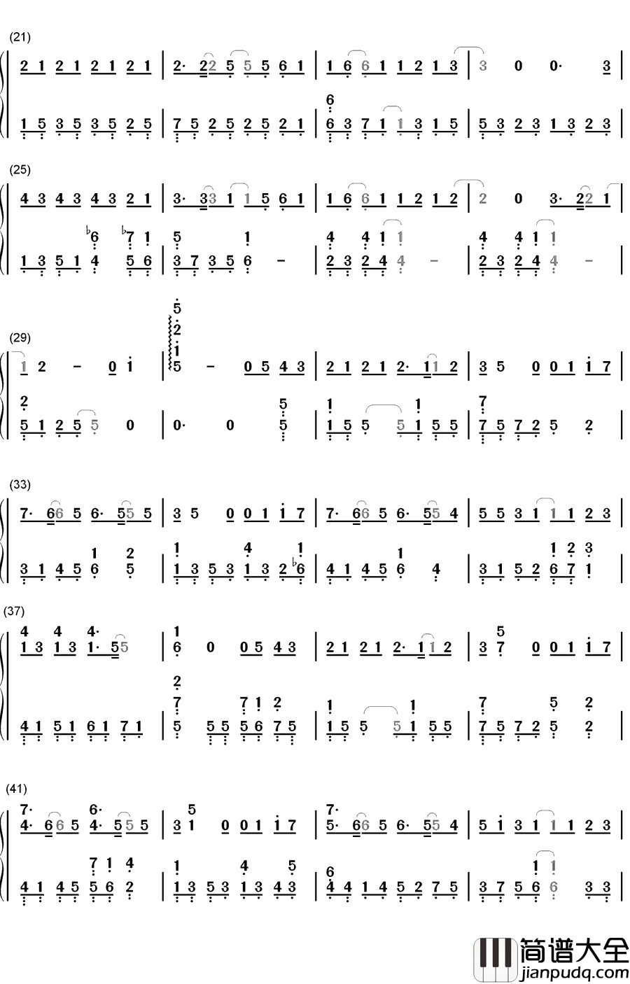 好好过钢琴简谱_数字双手_胡歌