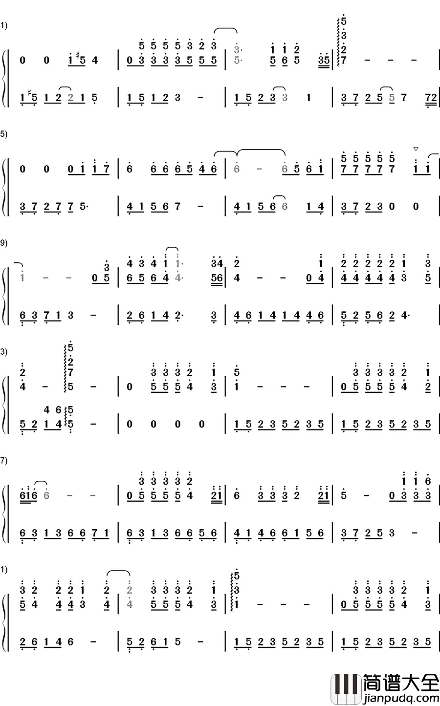 如果云知道钢琴简谱_数字双手_许茹芸
