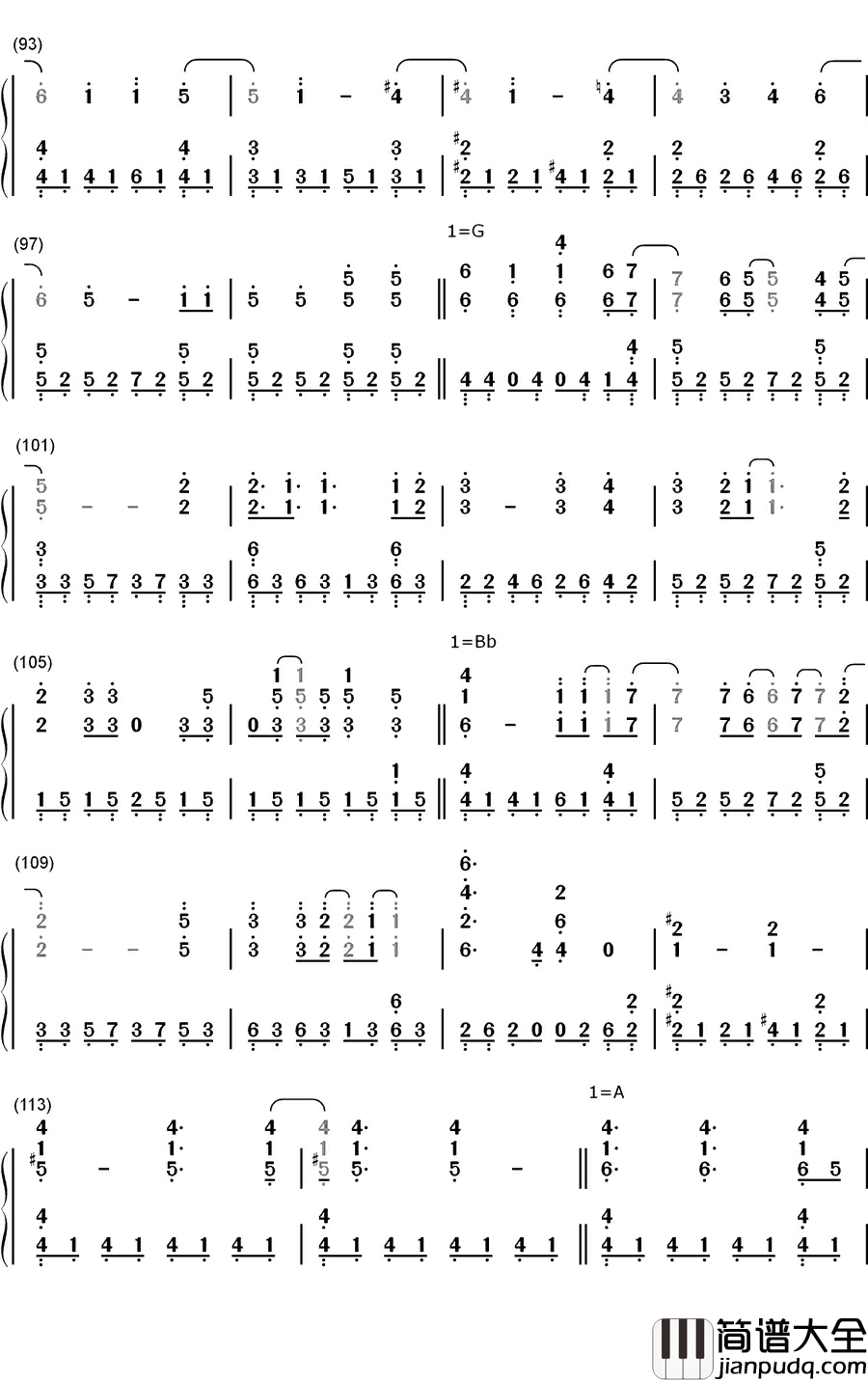 樱花树下钢琴简谱_数字双手_张敬轩