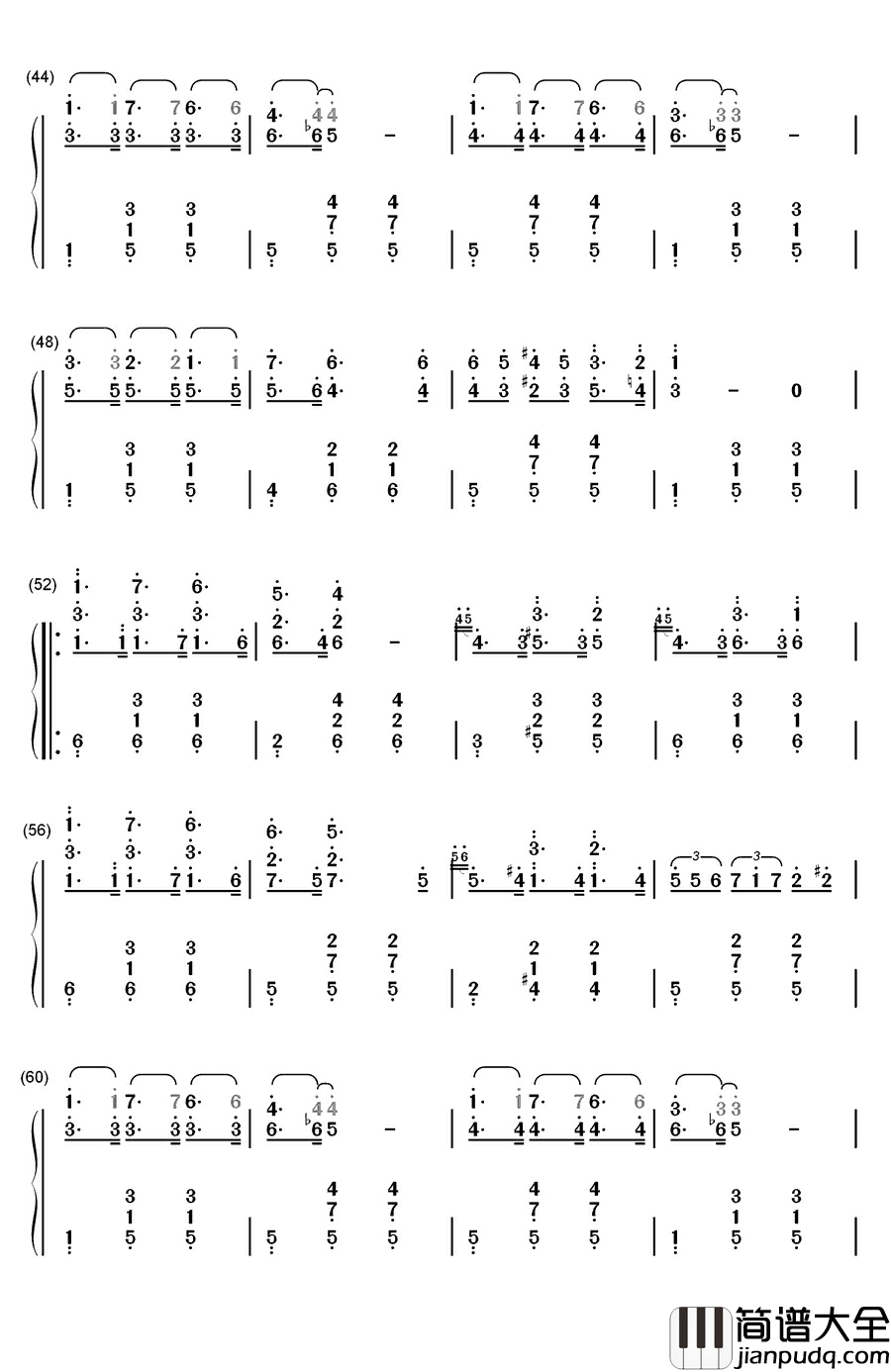 高山少女之梦钢琴简谱_数字双手_拉毕斯基