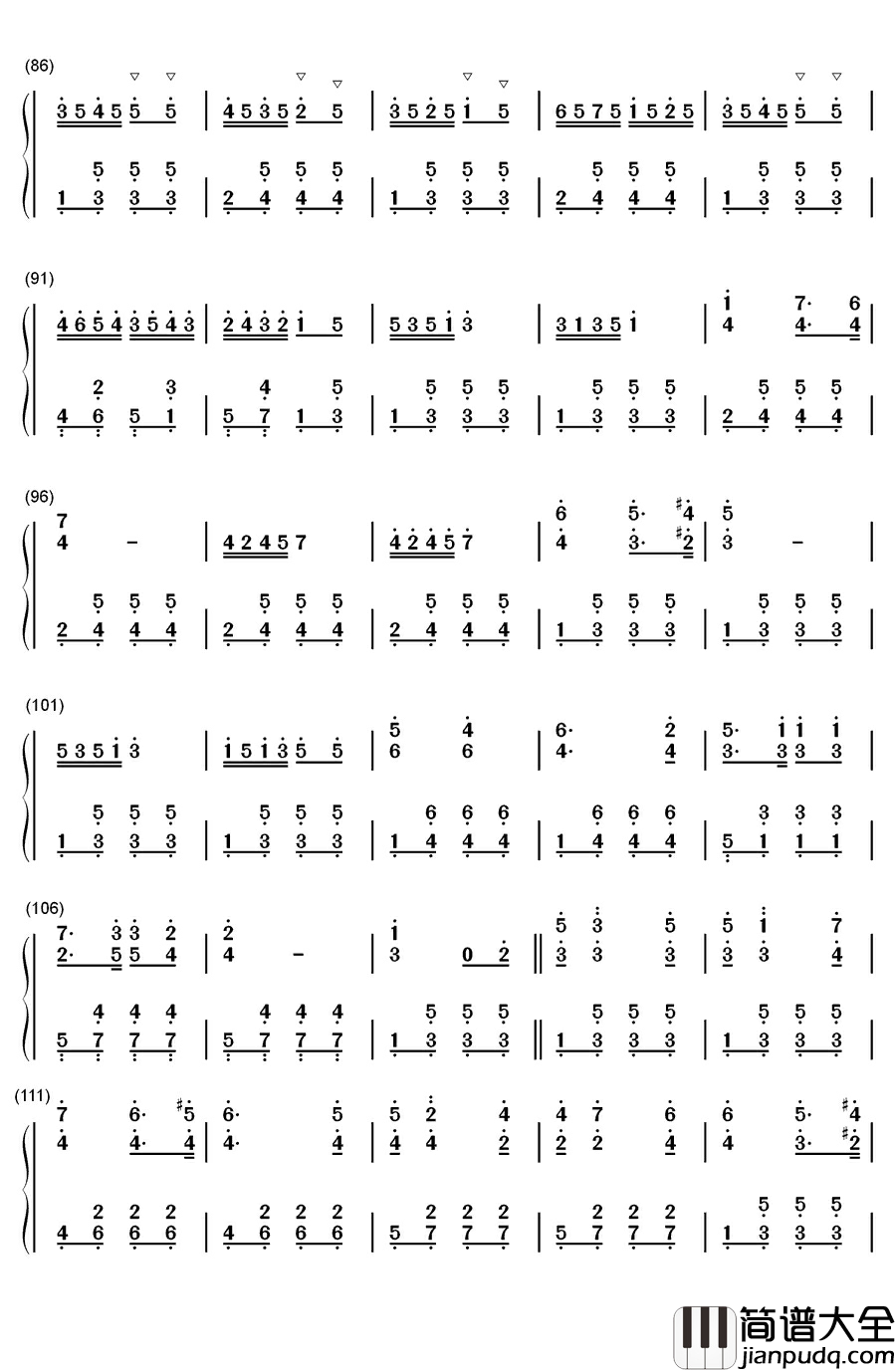 海涛钢琴简谱_数字双手_布兰克