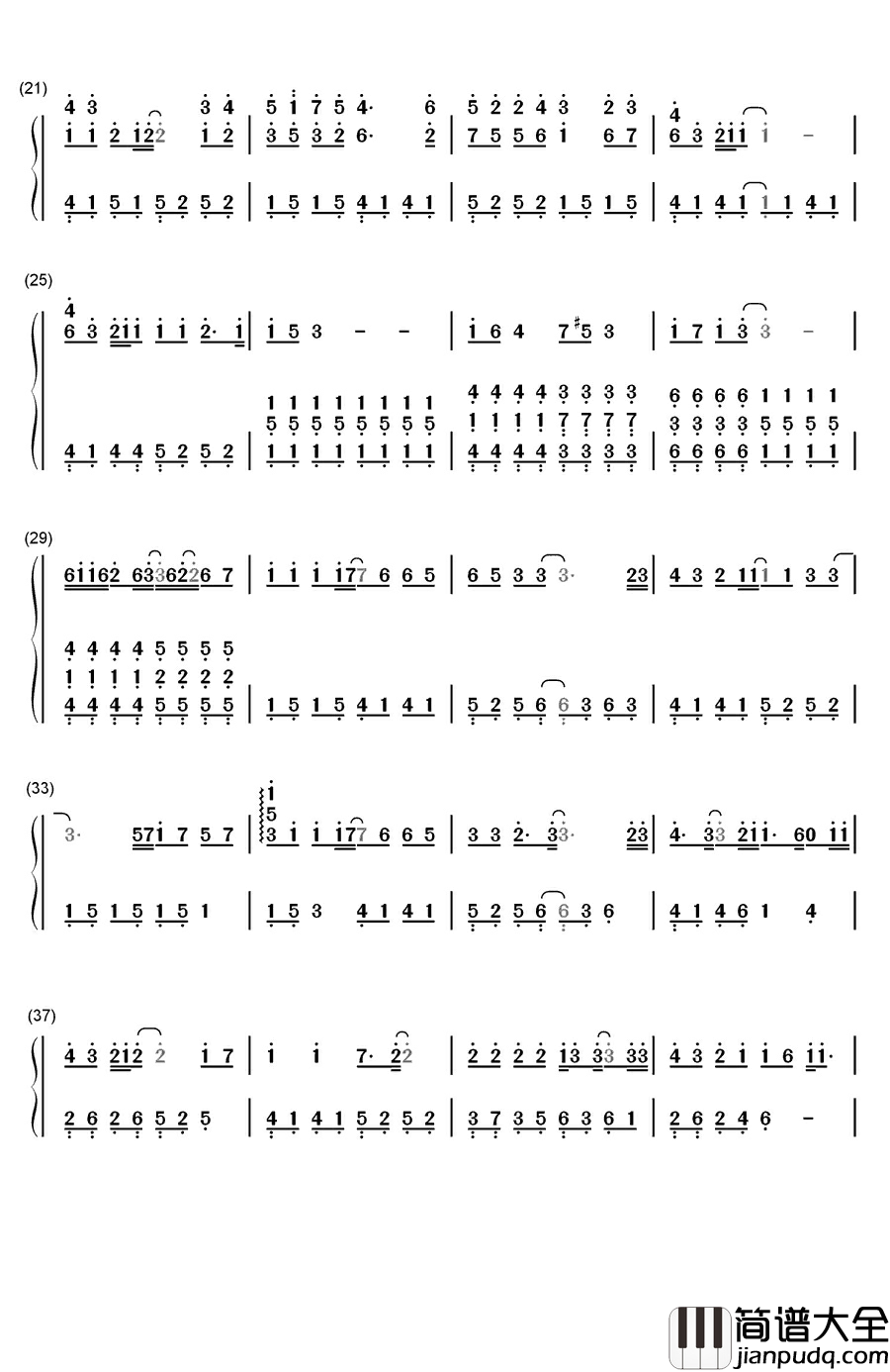 全部都给你钢琴简谱_数字双手_吴克群