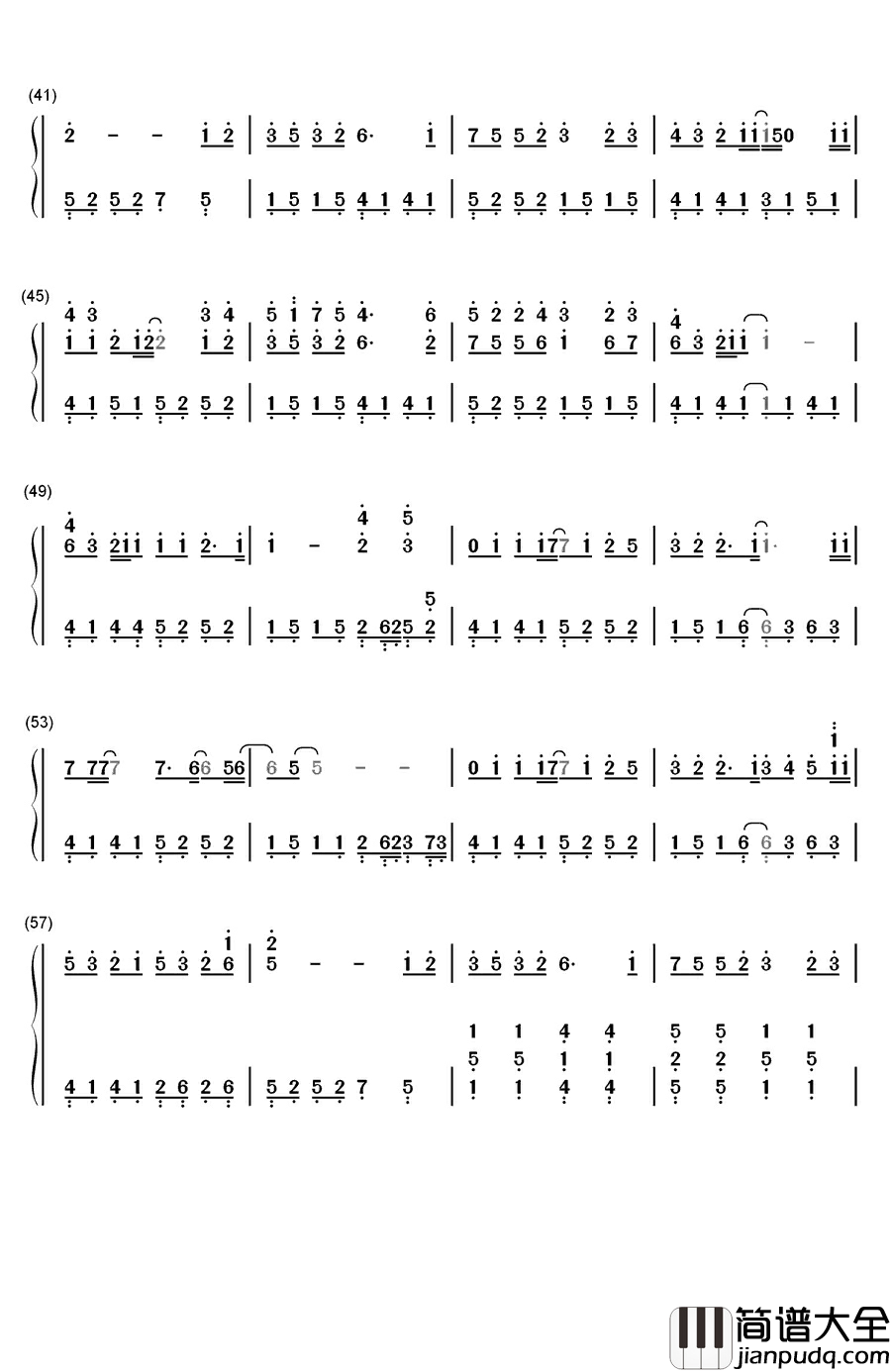 全部都给你钢琴简谱_数字双手_吴克群