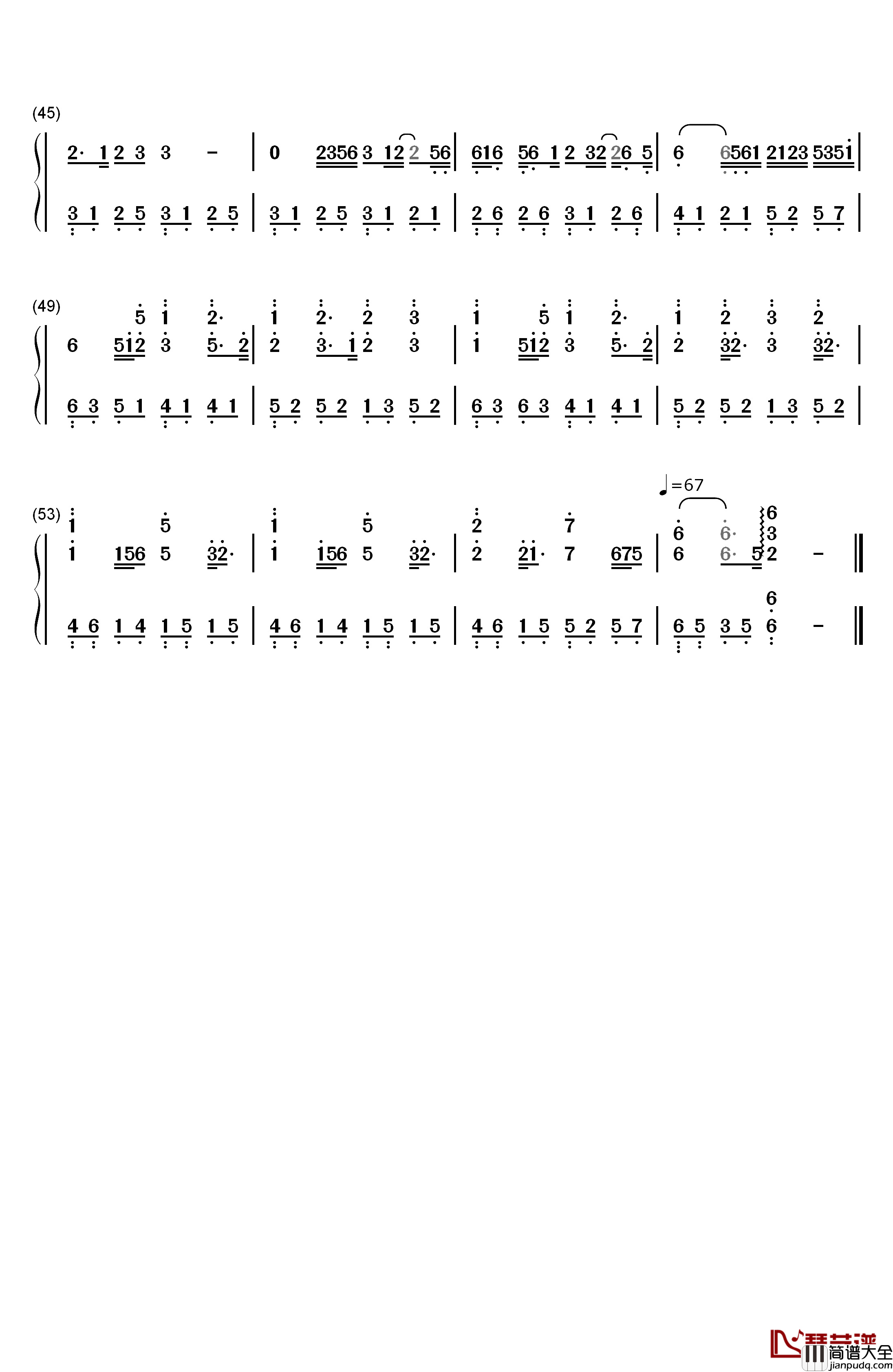 夏影钢琴简谱_数字双手_麻枝准