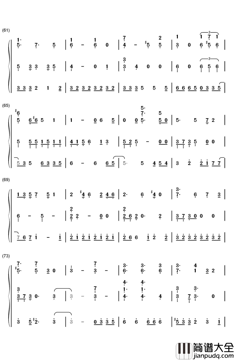 Rainbow_Girl钢琴简谱_数字双手_初音ミク