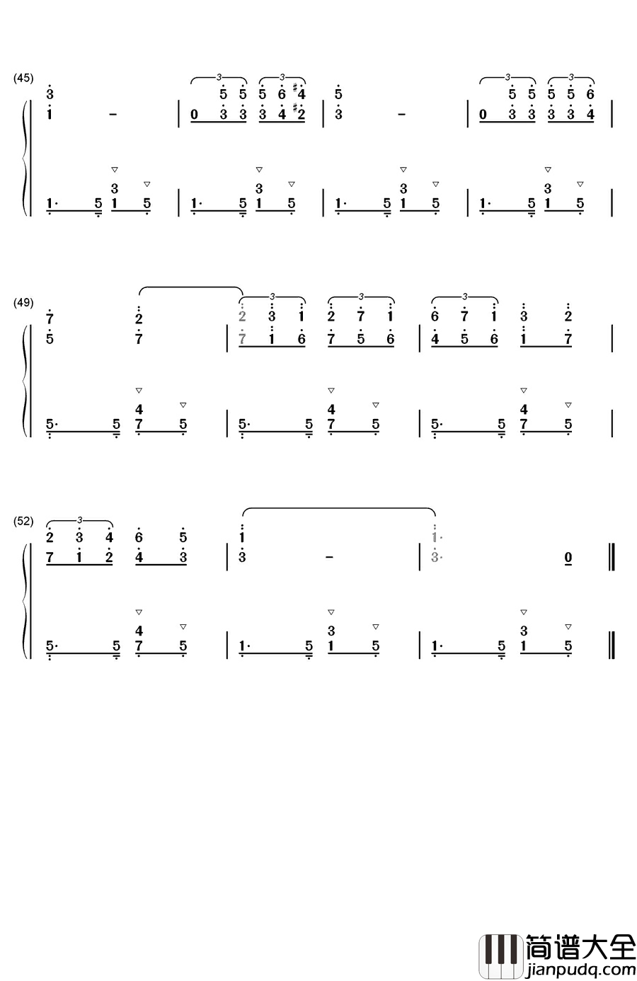 鸽子钢琴简谱_数字双手_伊拉蒂尔