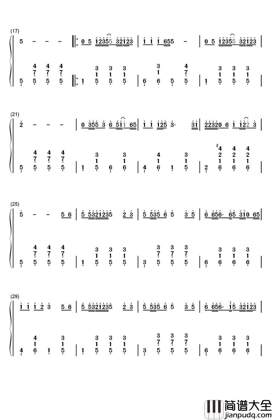 梦里水乡钢琴简谱_数字双手_江珊