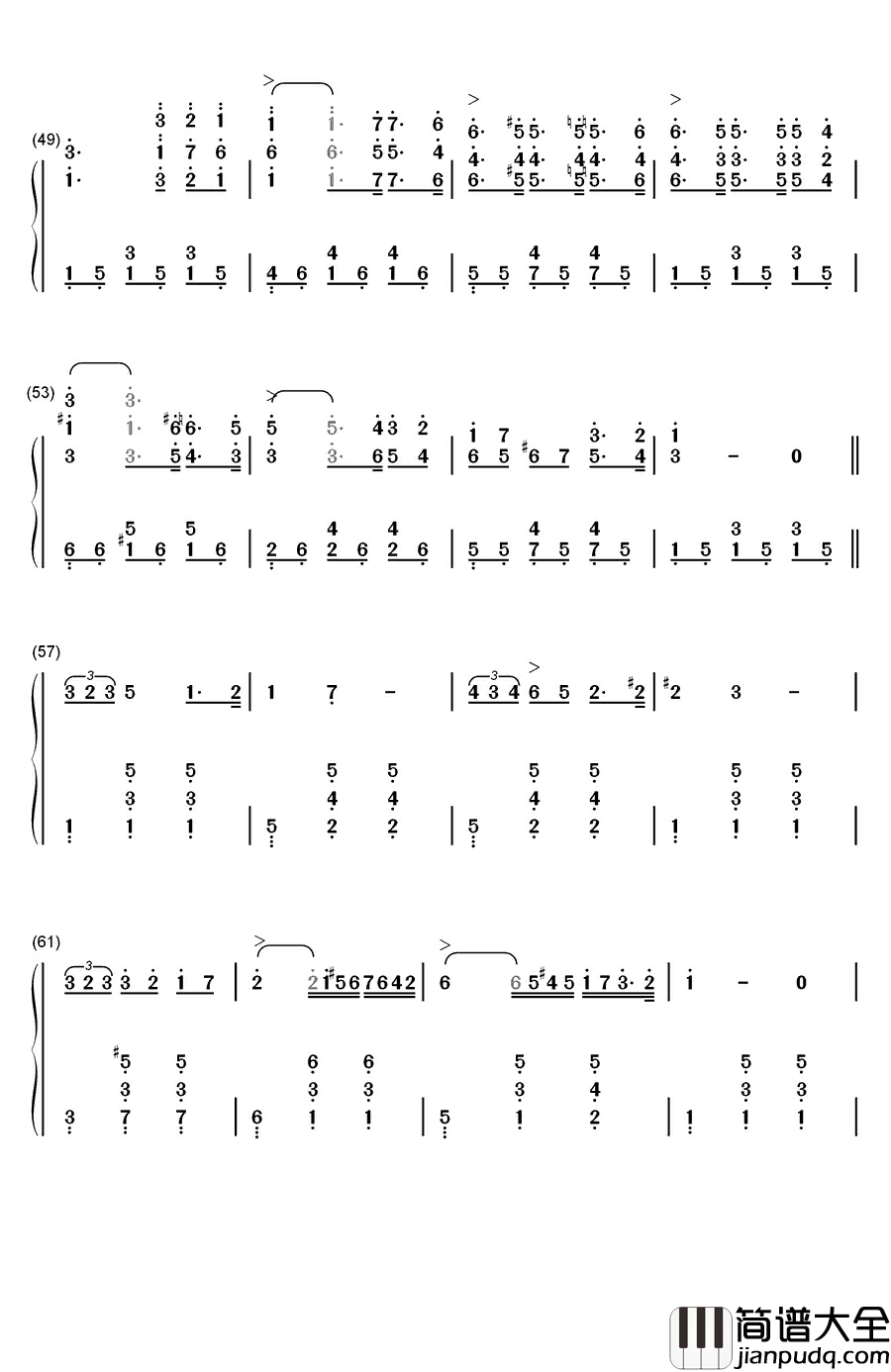 思乡钢琴简谱_数字双手_杰曼