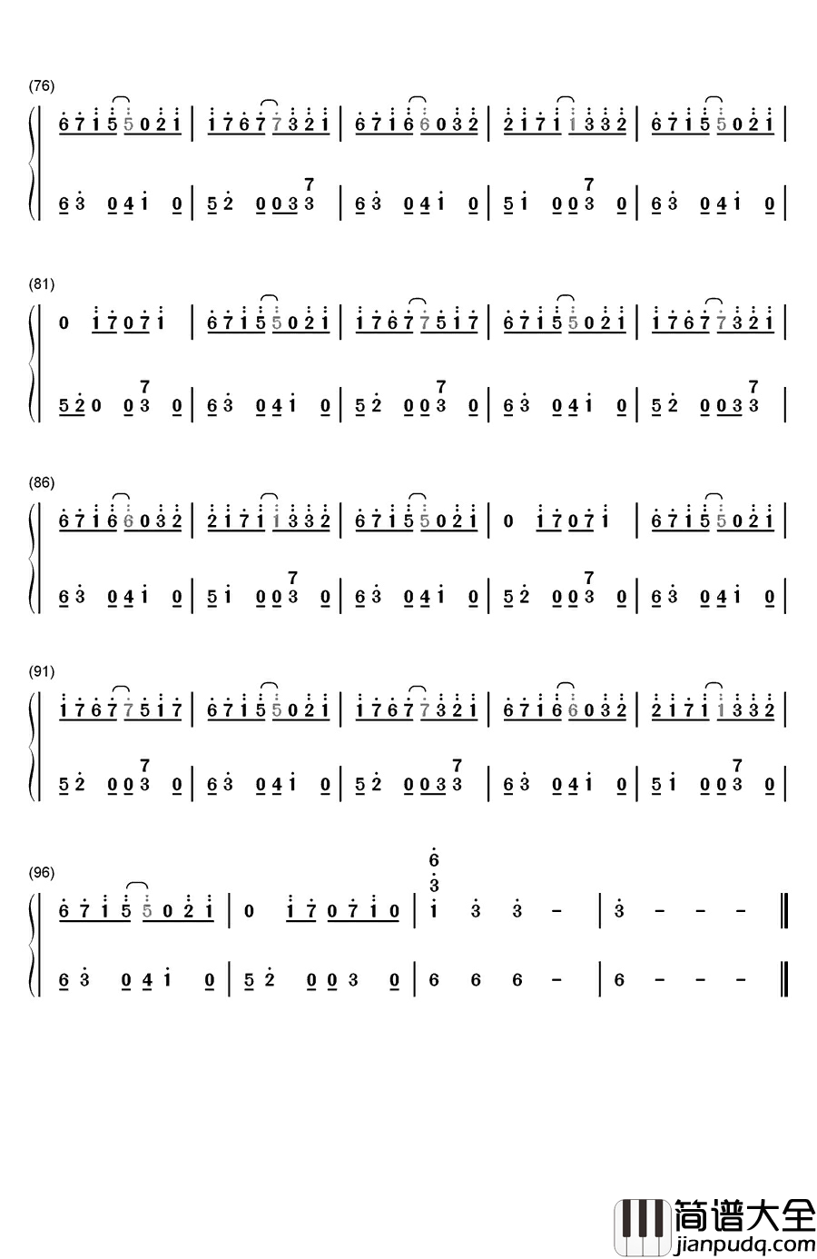 Last_Kiss钢琴简谱_数字双手_Ken_Arai