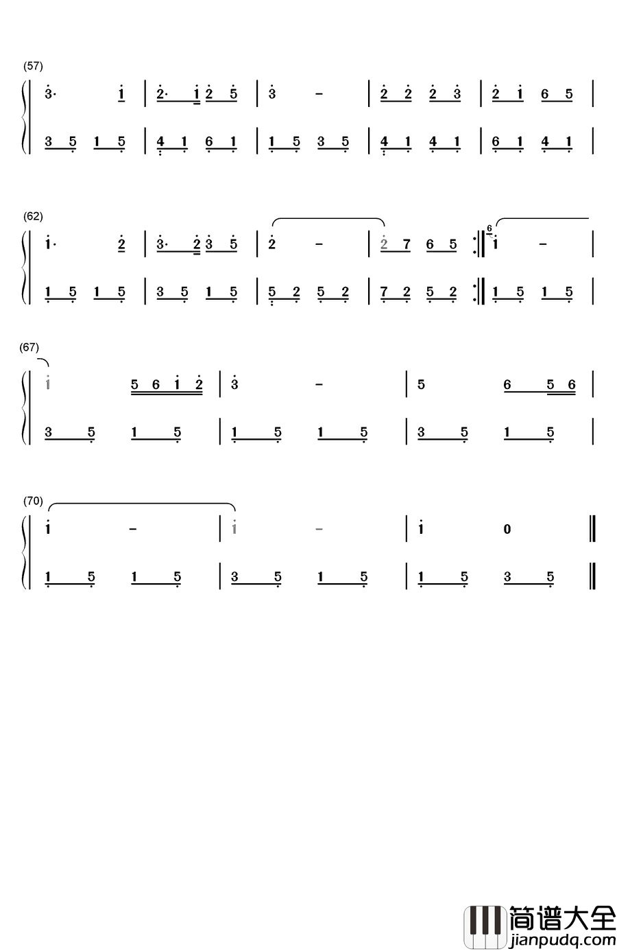 甜蜜蜜钢琴简谱_数字双手_邓丽君