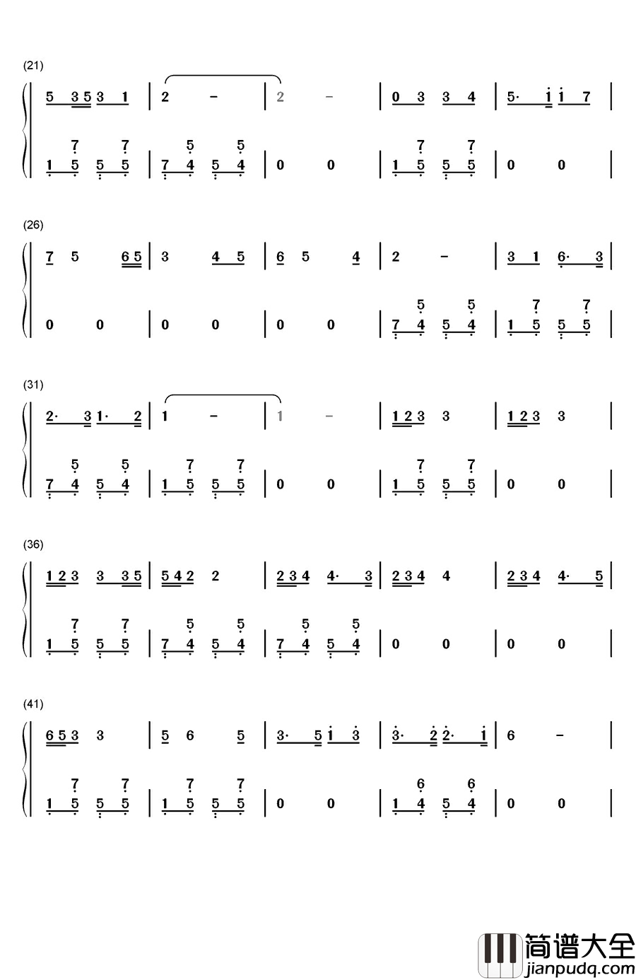 祝酒歌钢琴简谱_数字双手_李光羲