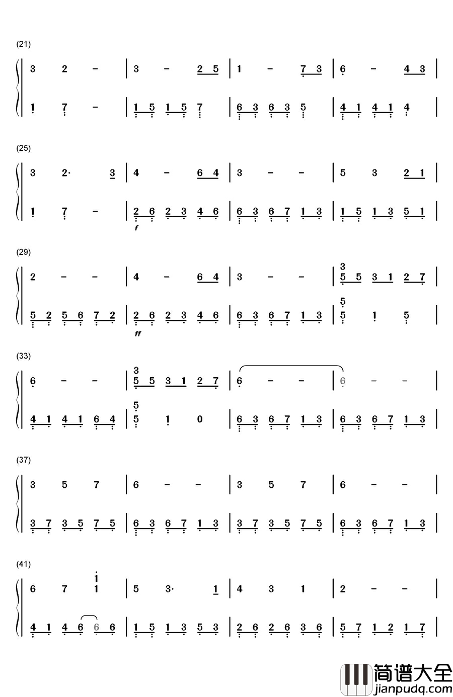 My_Song_For_You钢琴简谱_数字双手_班得瑞