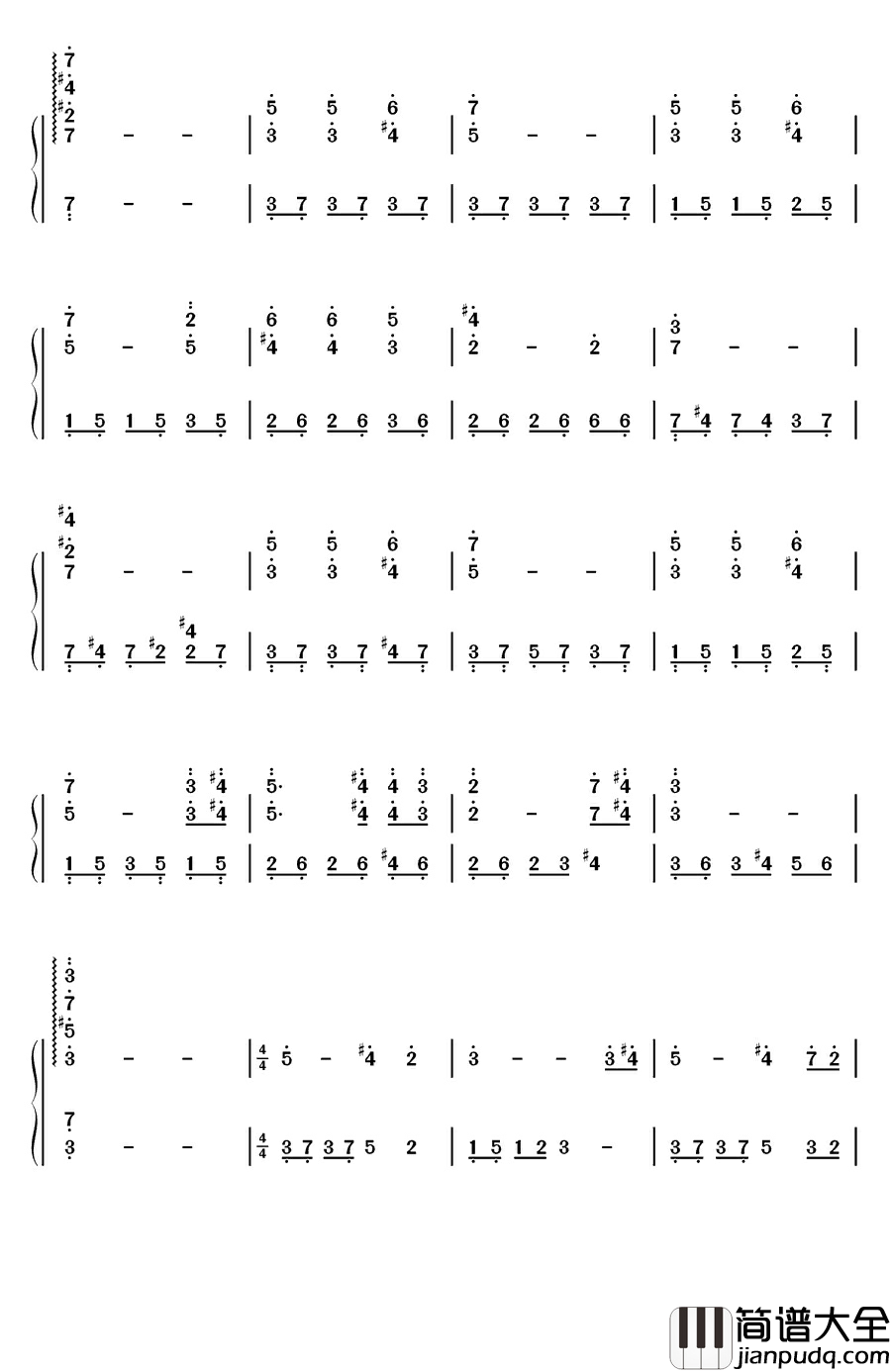 碧き雫钢琴简谱_数字双手_Falcom