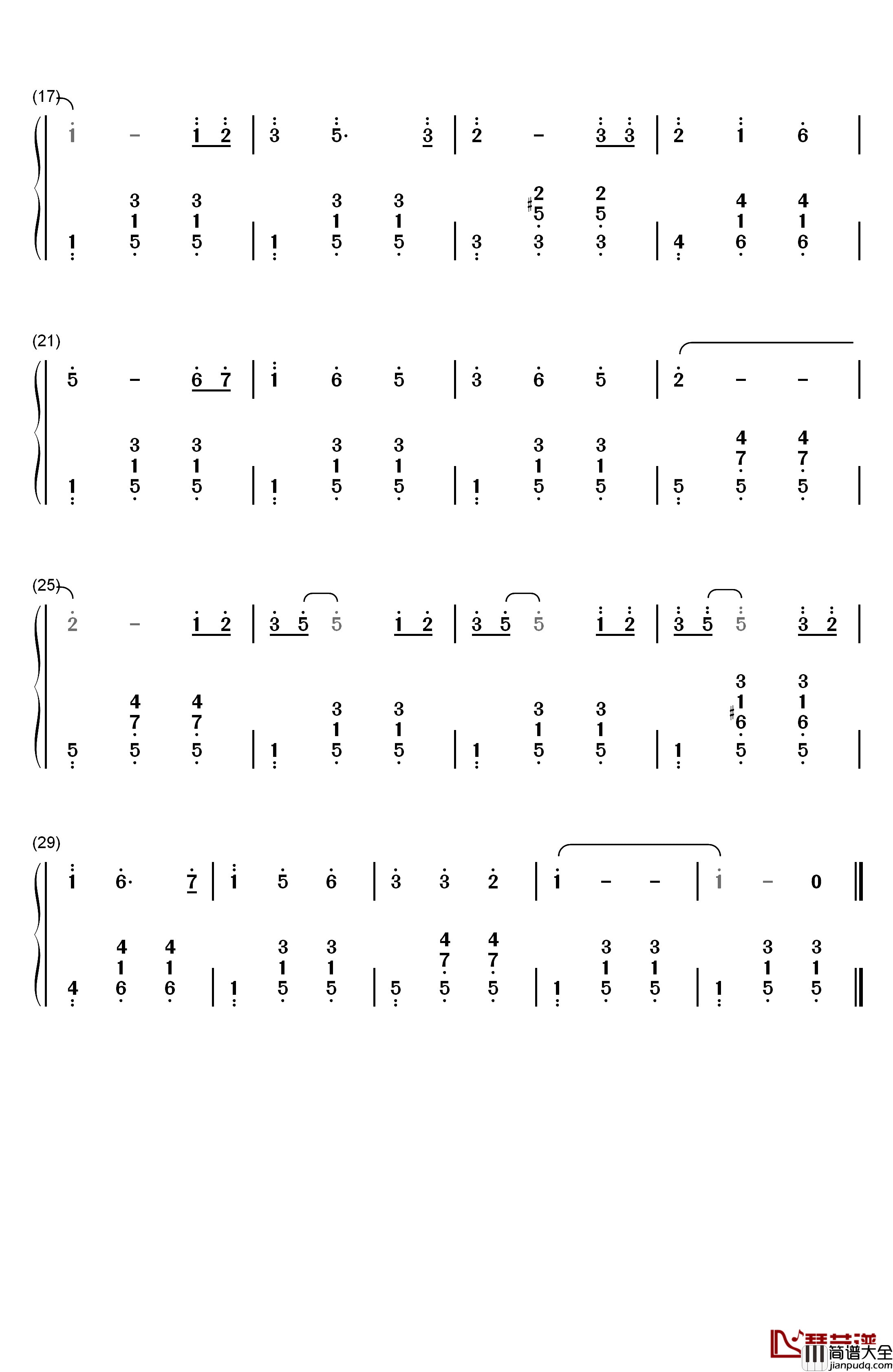 田纳西华尔兹钢琴简谱_数字双手_Pee_Wee_King
