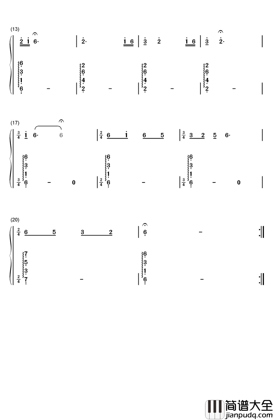 小河淌水钢琴简谱_数字双手_龚琳娜