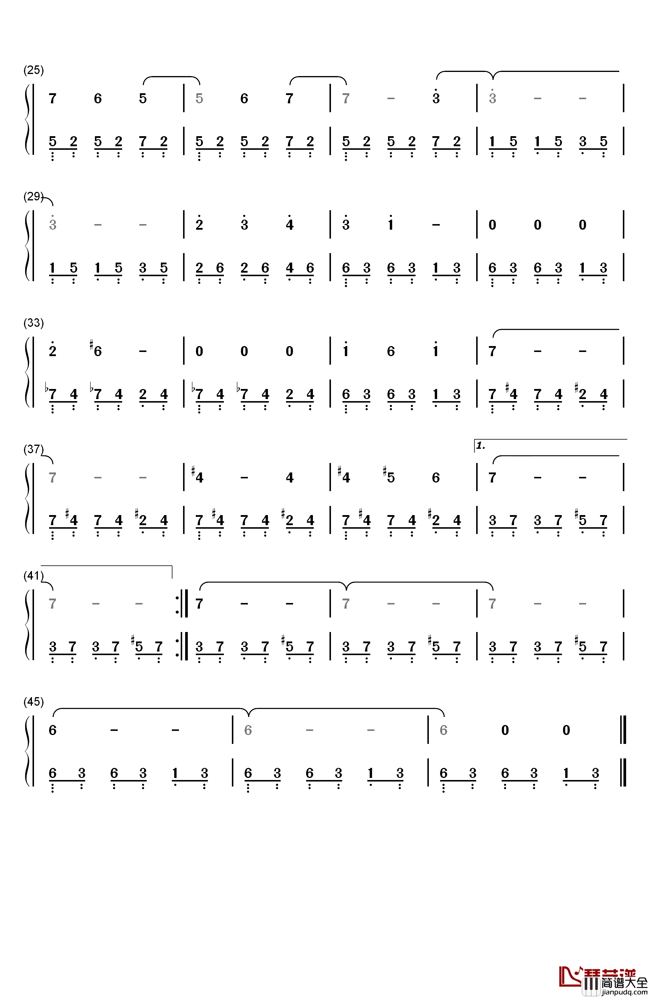 欢颜钢琴简谱_数字双手_齐豫