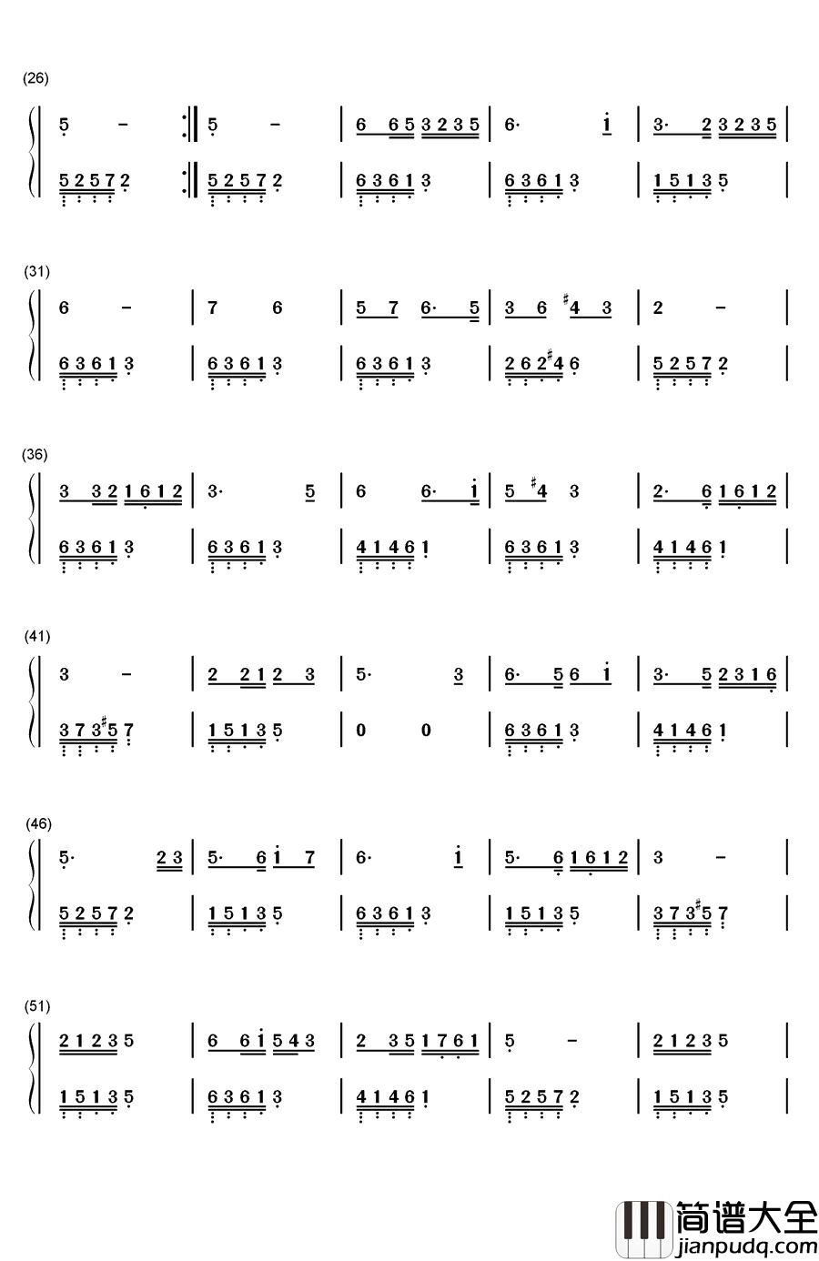 妈妈教我一支歌钢琴简谱_数字双手_殷秀梅