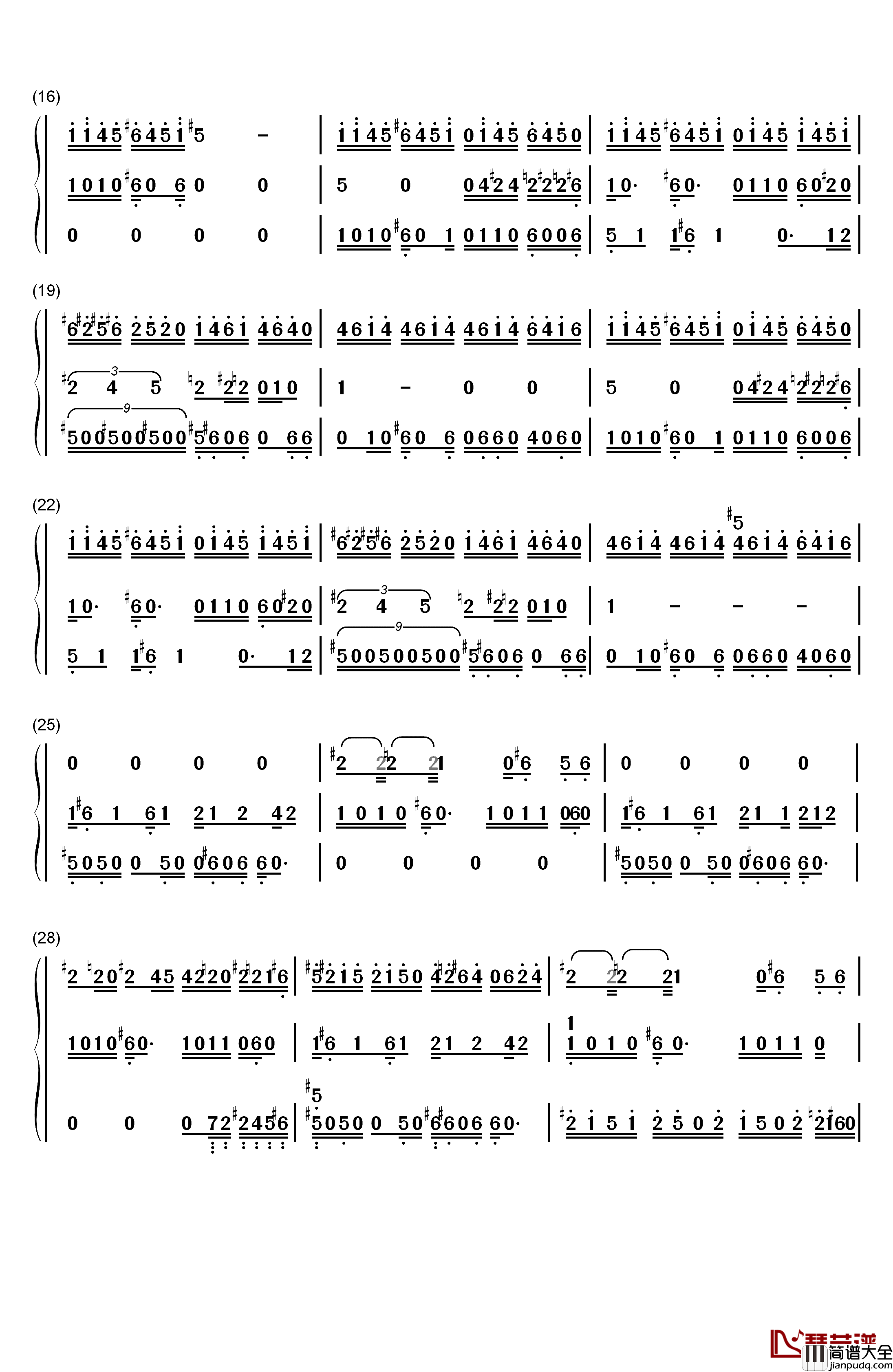 植物大战僵尸钢琴简谱_数字双手_Plants_vs._Zombies