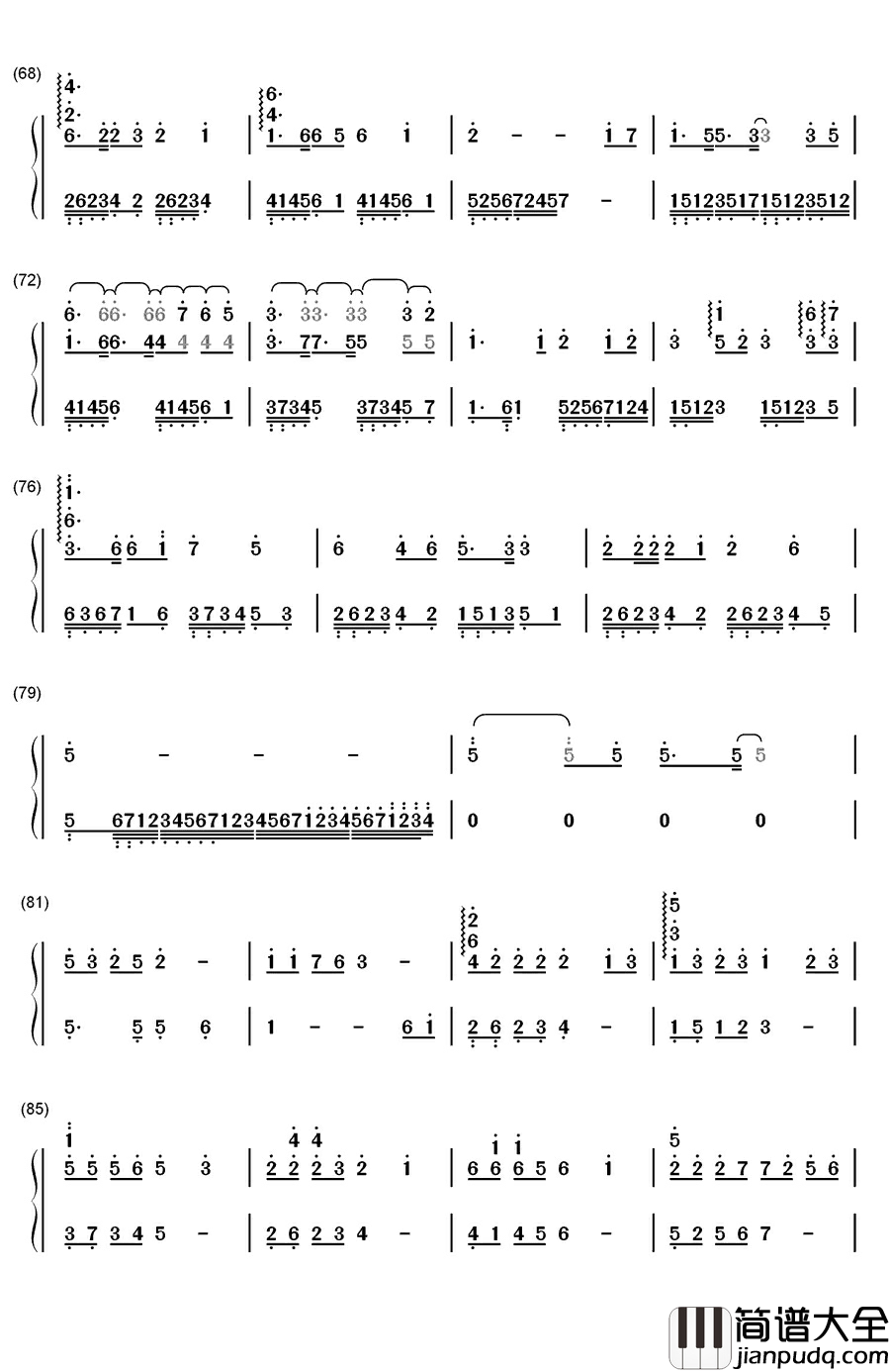 耶和华是爱钢琴简谱_数字双手_未知