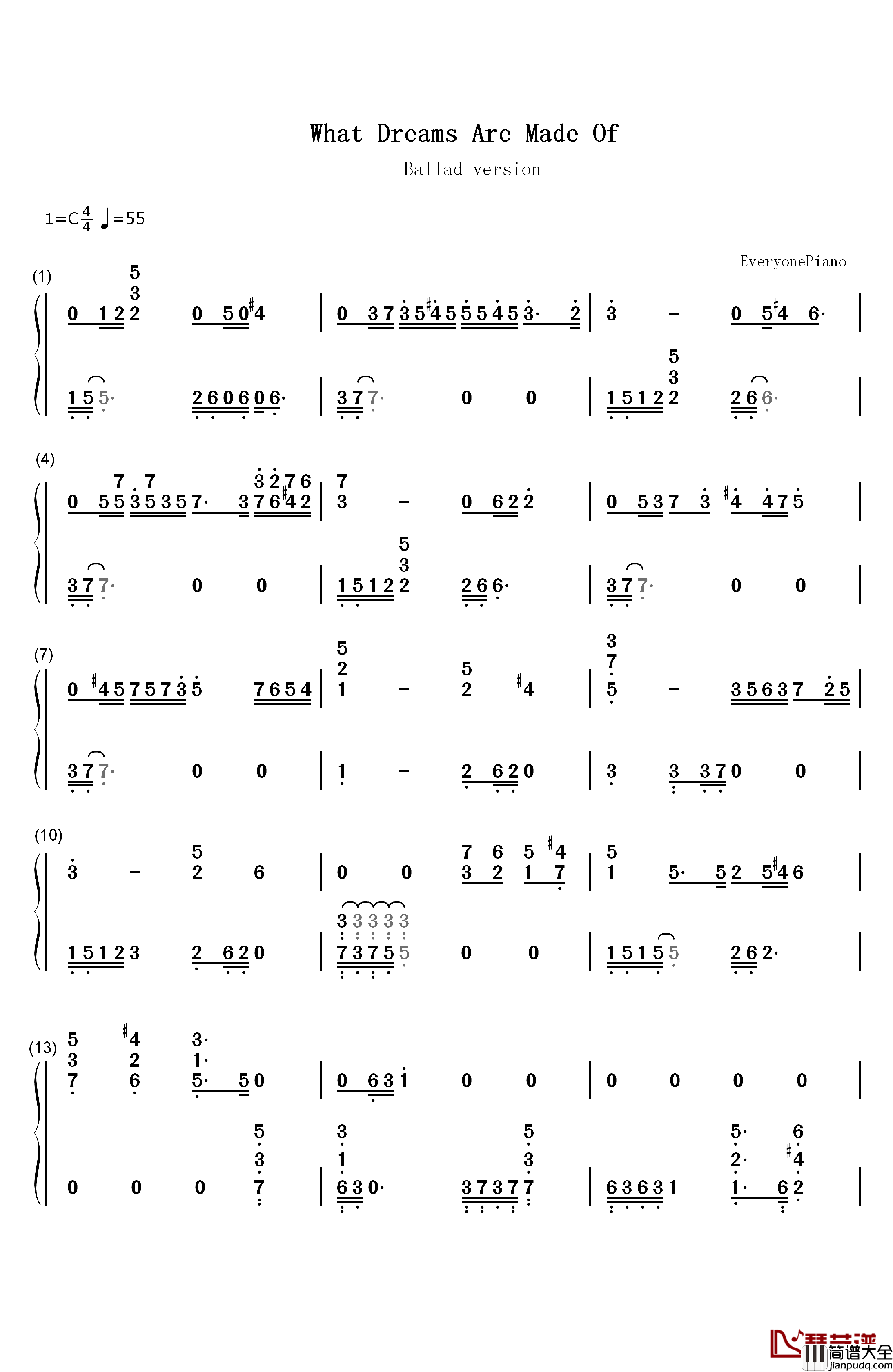 What_Dreams_Are_Made_Of钢琴简谱_数字双手_Hilary_Duff