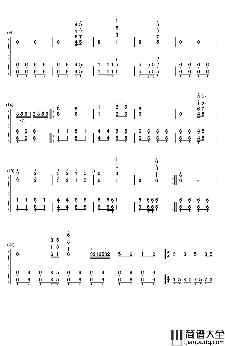 千年等一回钢琴简谱_数字双手_高胜美