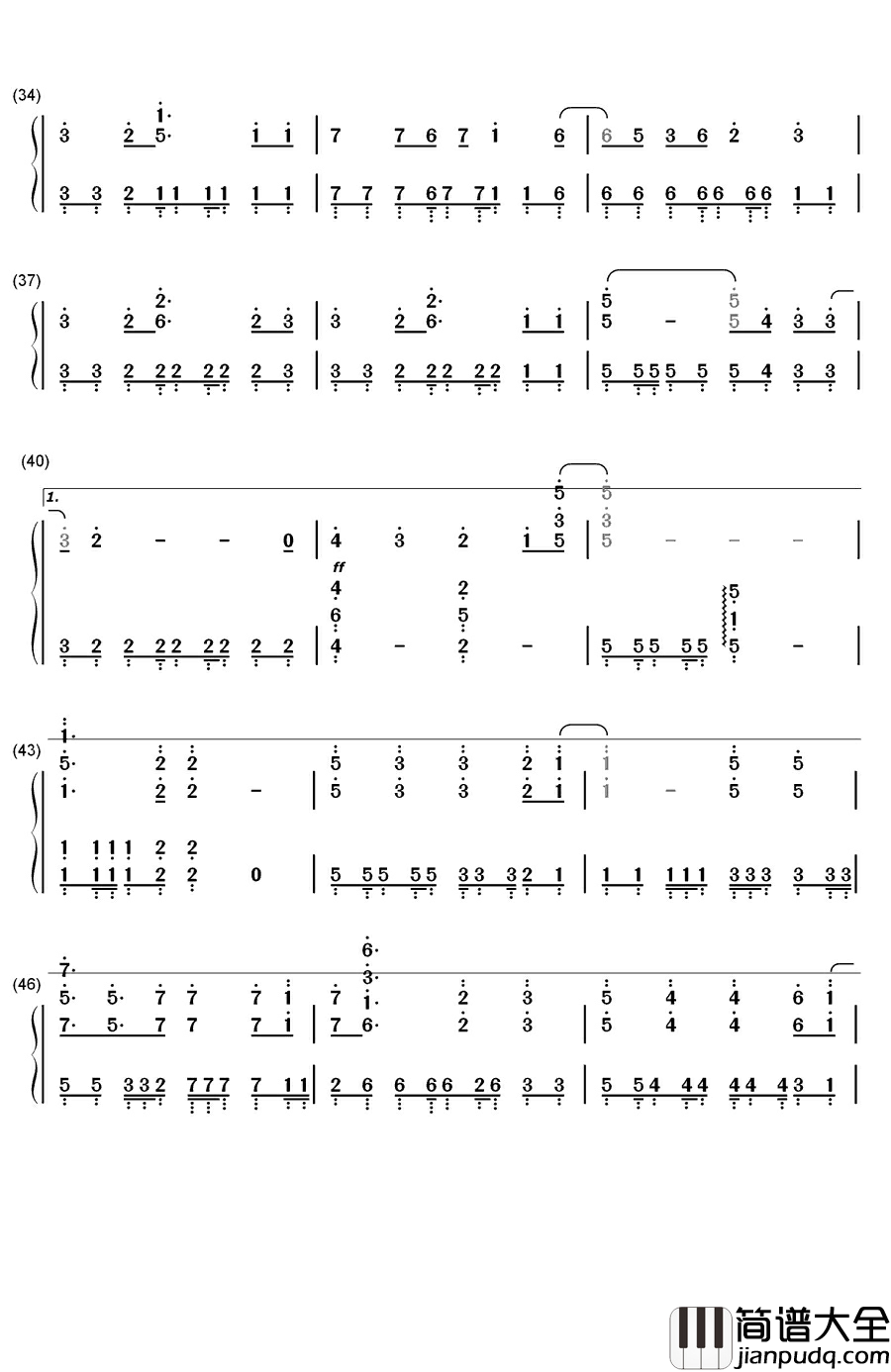 相亲相爱钢琴简谱_数字双手_容祖儿_王力宏_余翠芝_孙楠