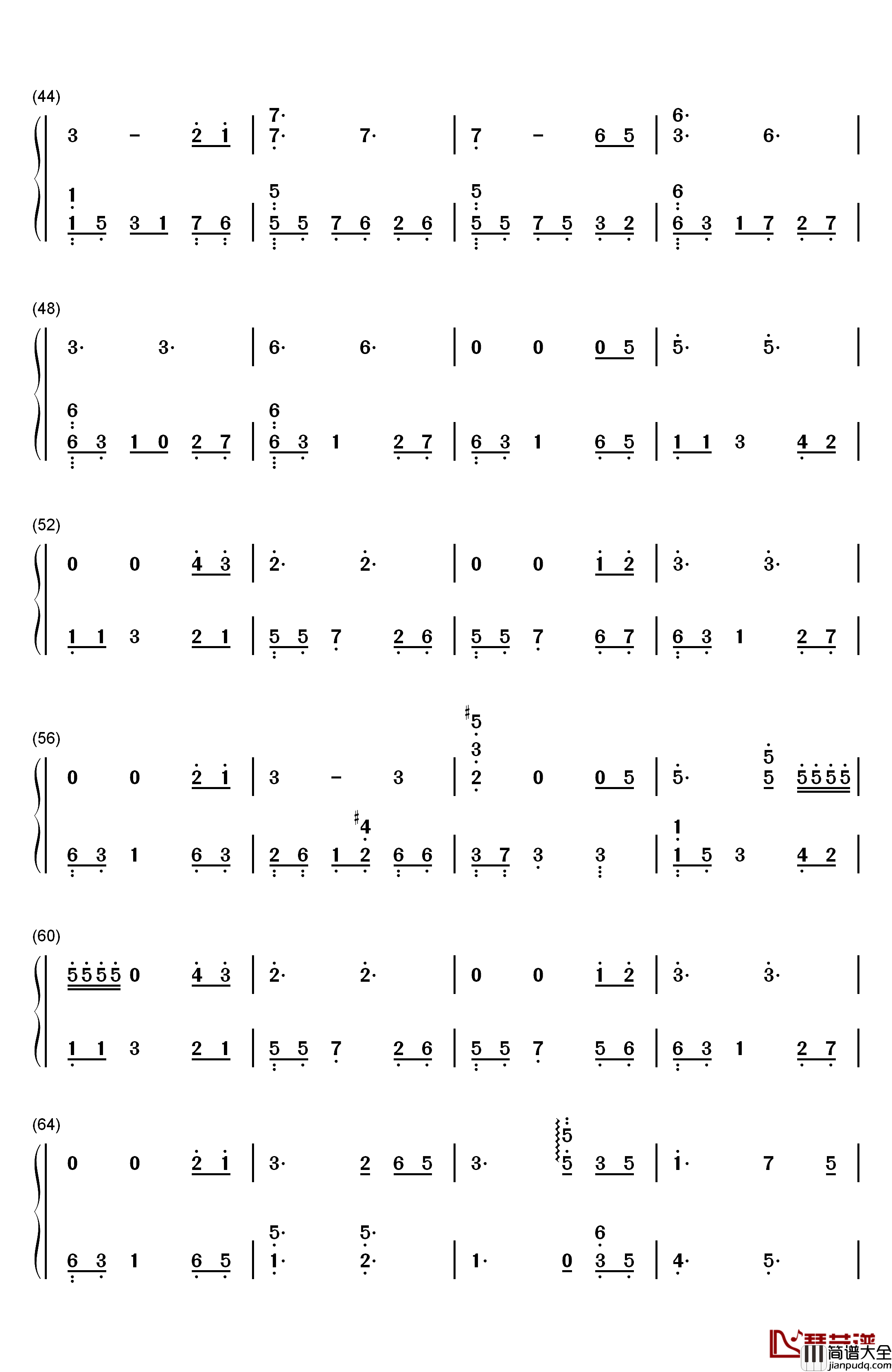月光边境钢琴简谱_数字双手_林海