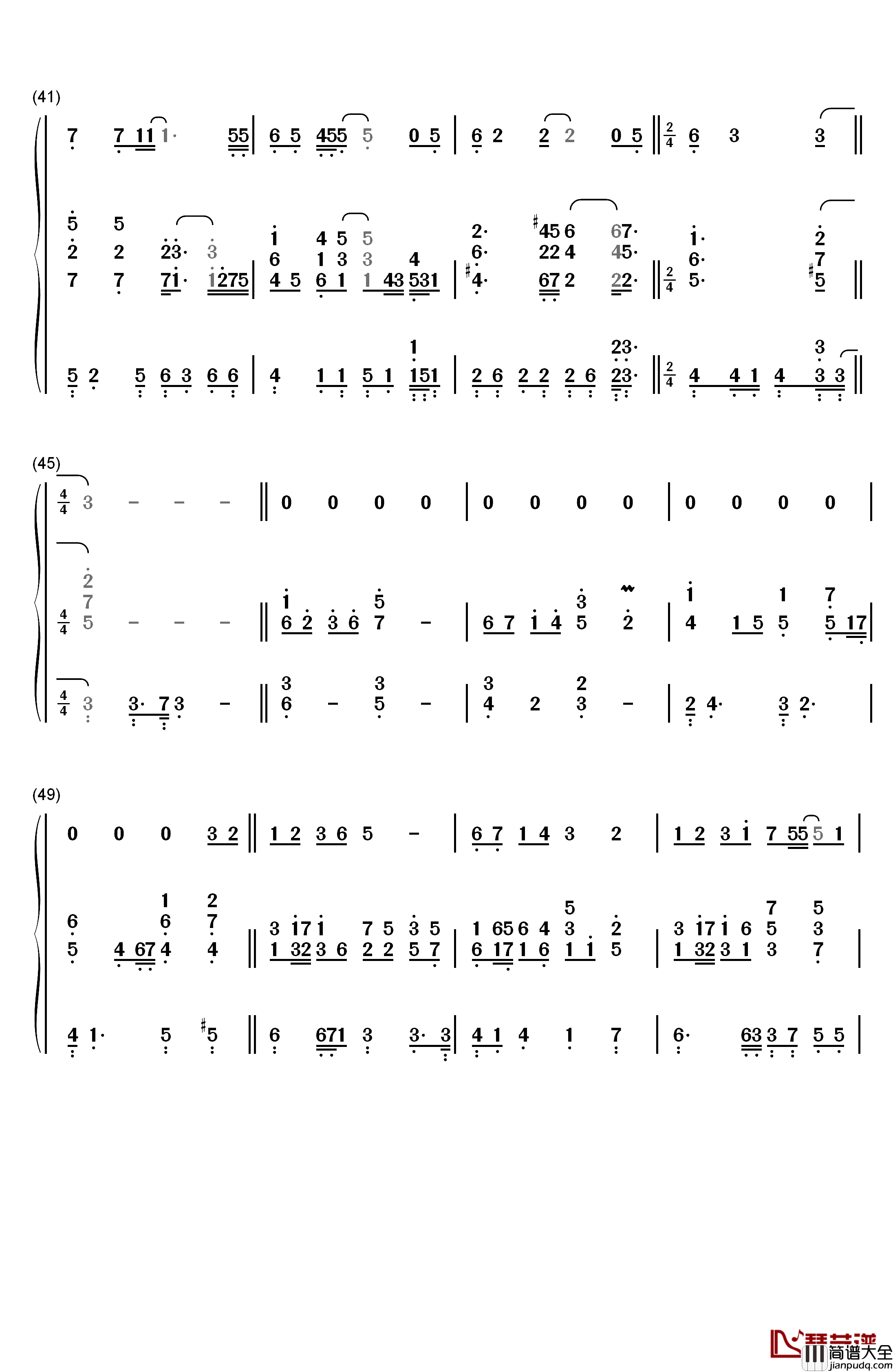 时光倒流伴奏钢琴简谱_数字双手_LYn