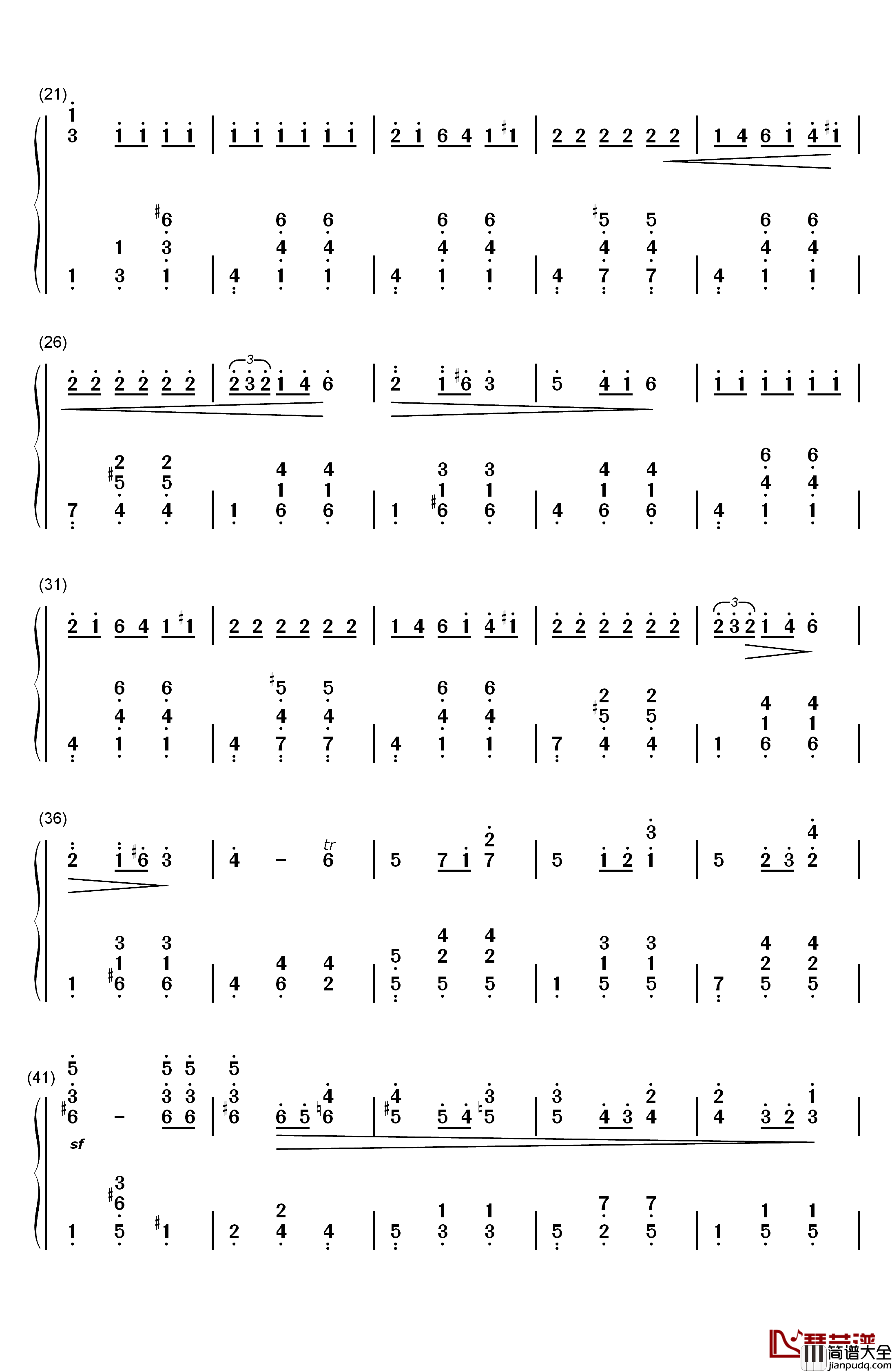 华丽大圆舞曲钢琴简谱_数字双手_肖邦