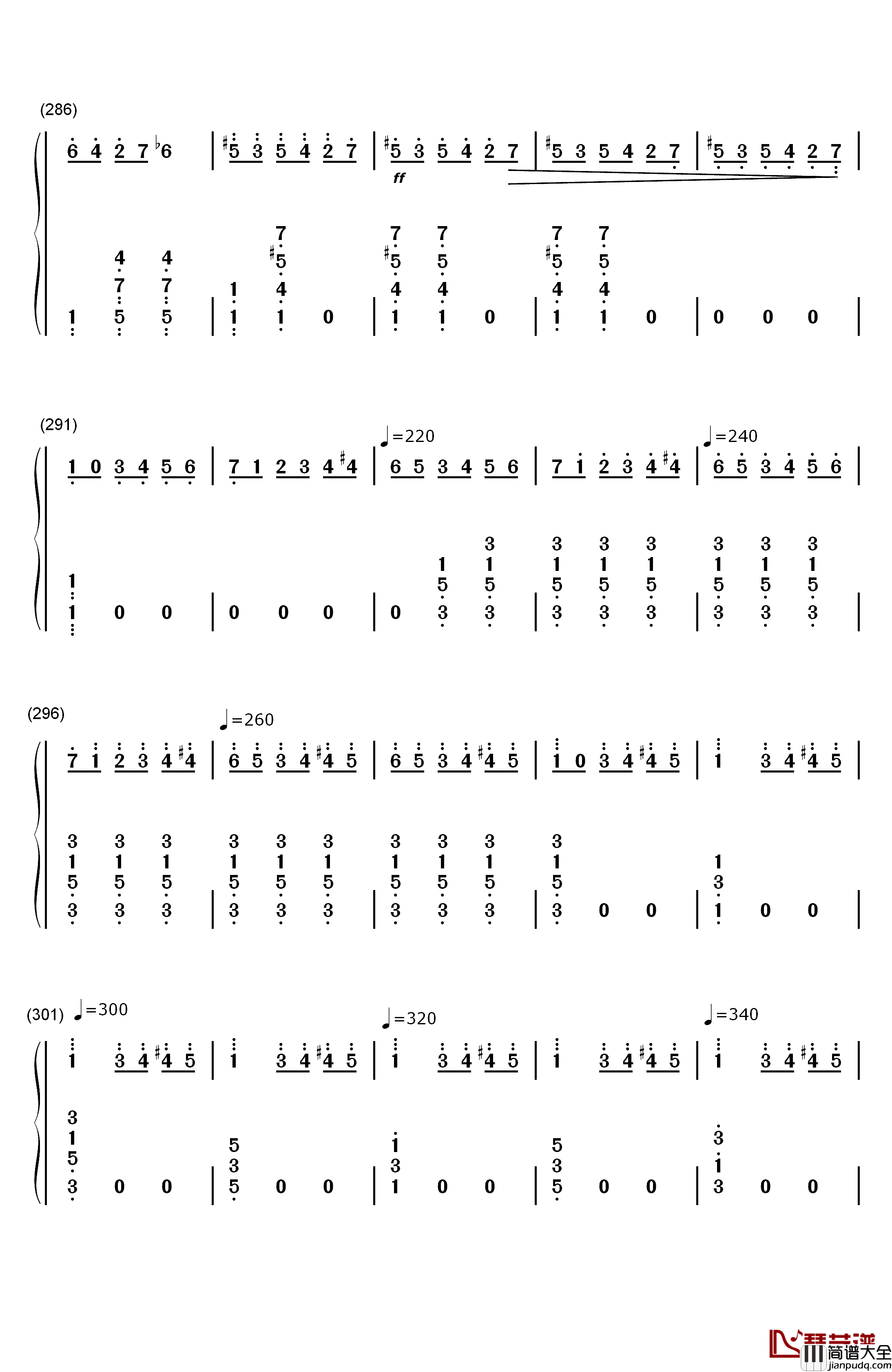 华丽大圆舞曲钢琴简谱_数字双手_肖邦