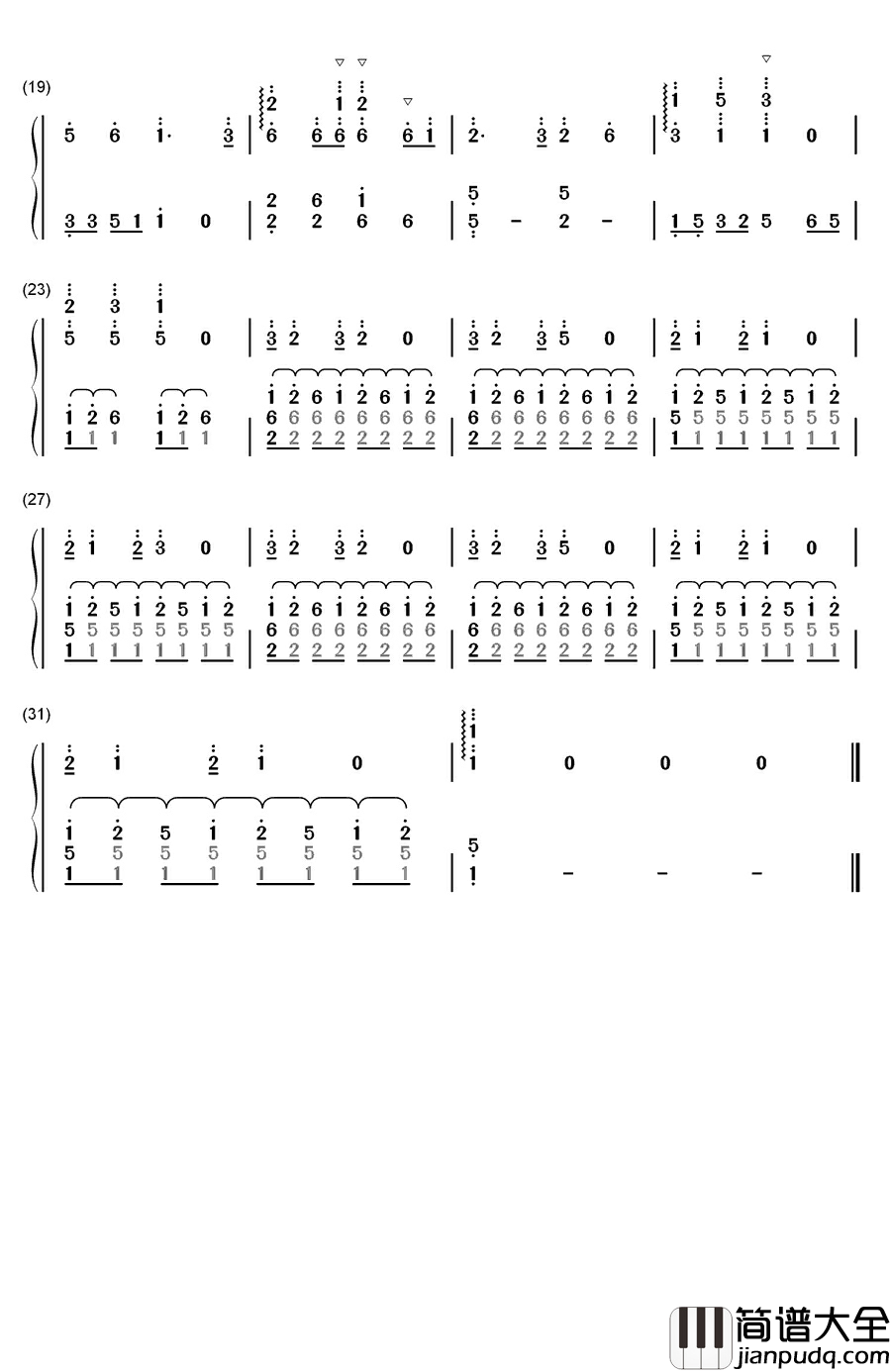 星河涛声钢琴简谱_数字双手_骆集益
