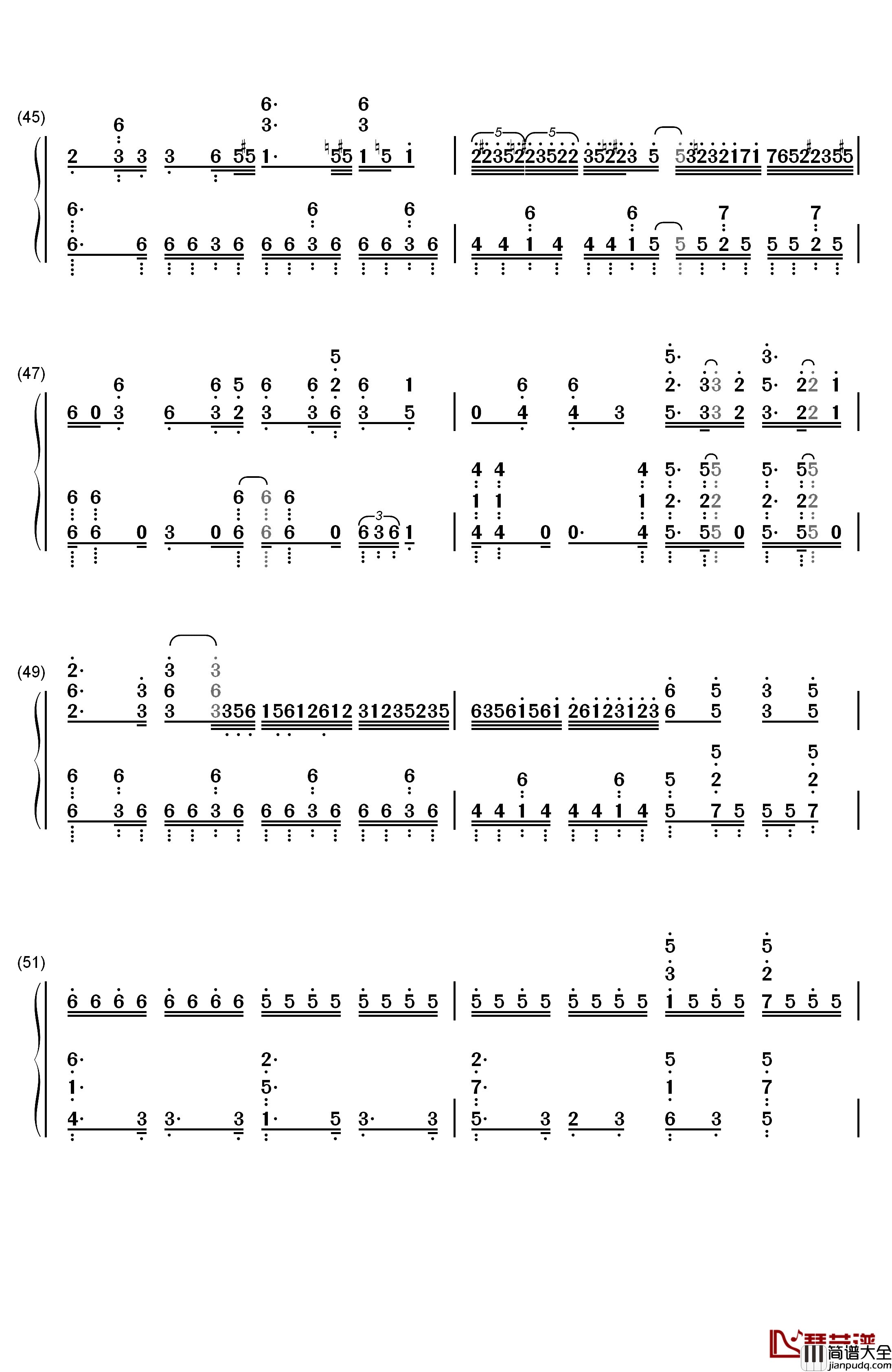 吹雪钢琴简谱_数字双手_西泽幸奏
