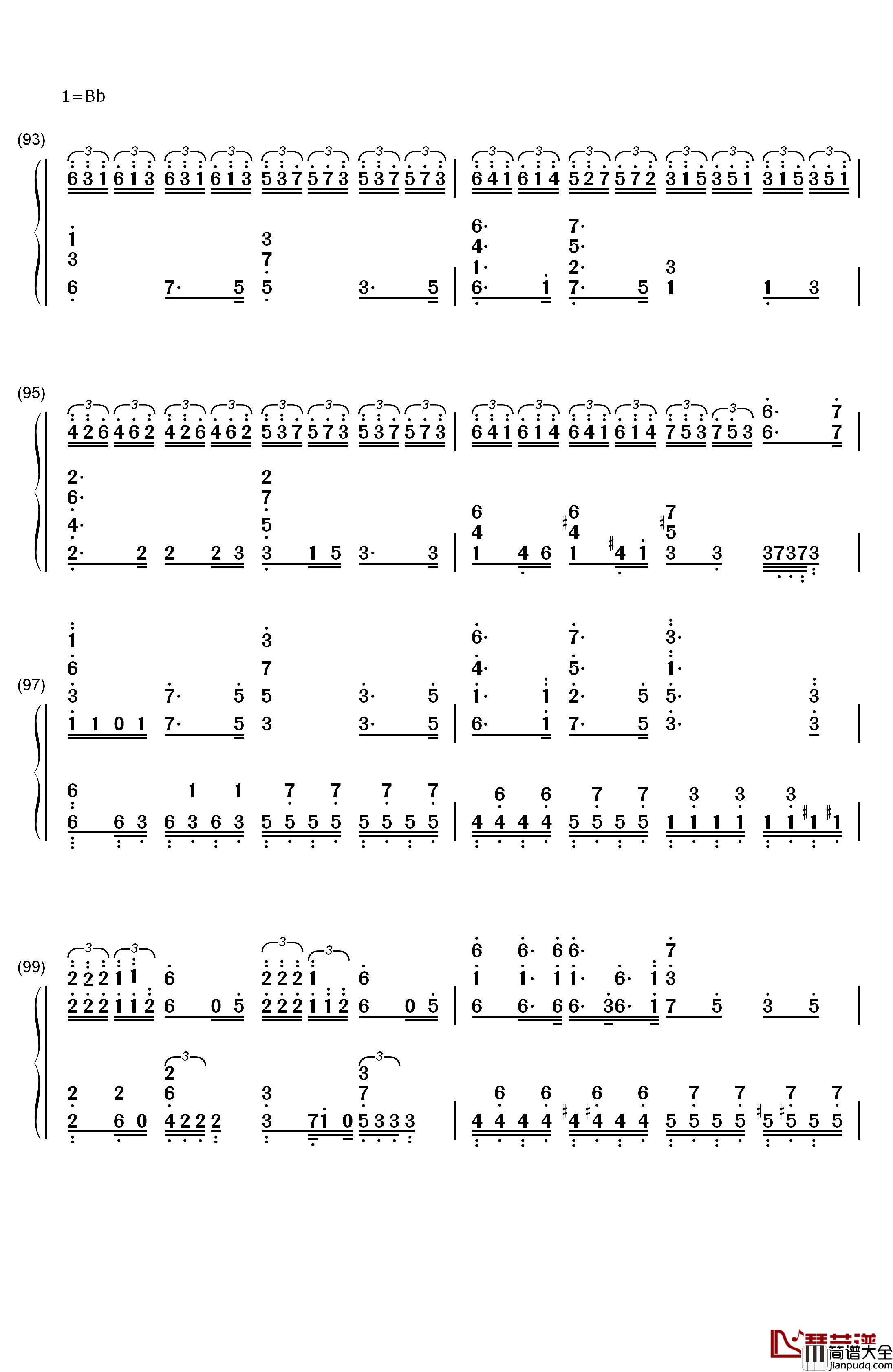 吹雪钢琴简谱_数字双手_西泽幸奏