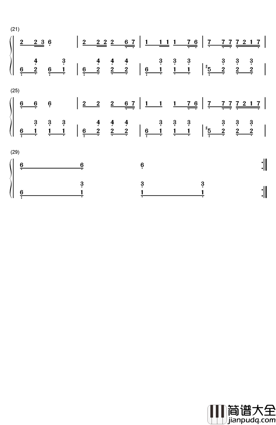 娃哈哈钢琴简谱_数字双手_潘振声