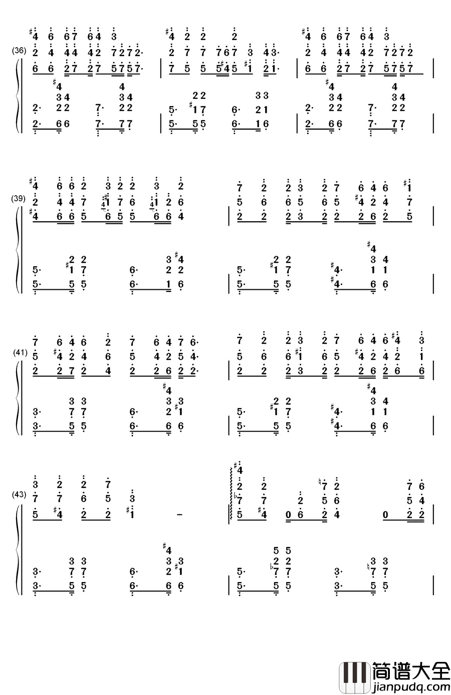 蝴蝶泉边钢琴简谱_数字双手_黄雅莉
