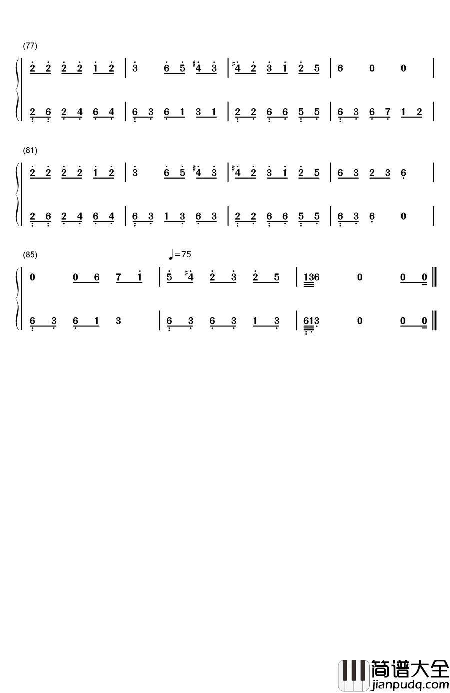 滚滚红尘钢琴简谱_数字双手_陈淑桦