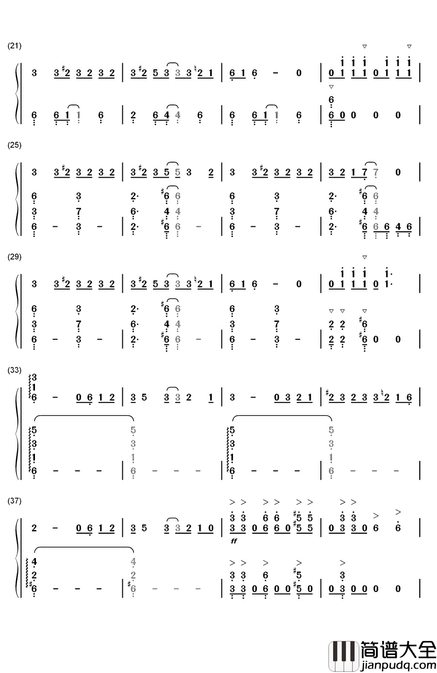 アウターサイエンス钢琴简谱_数字双手_IA
