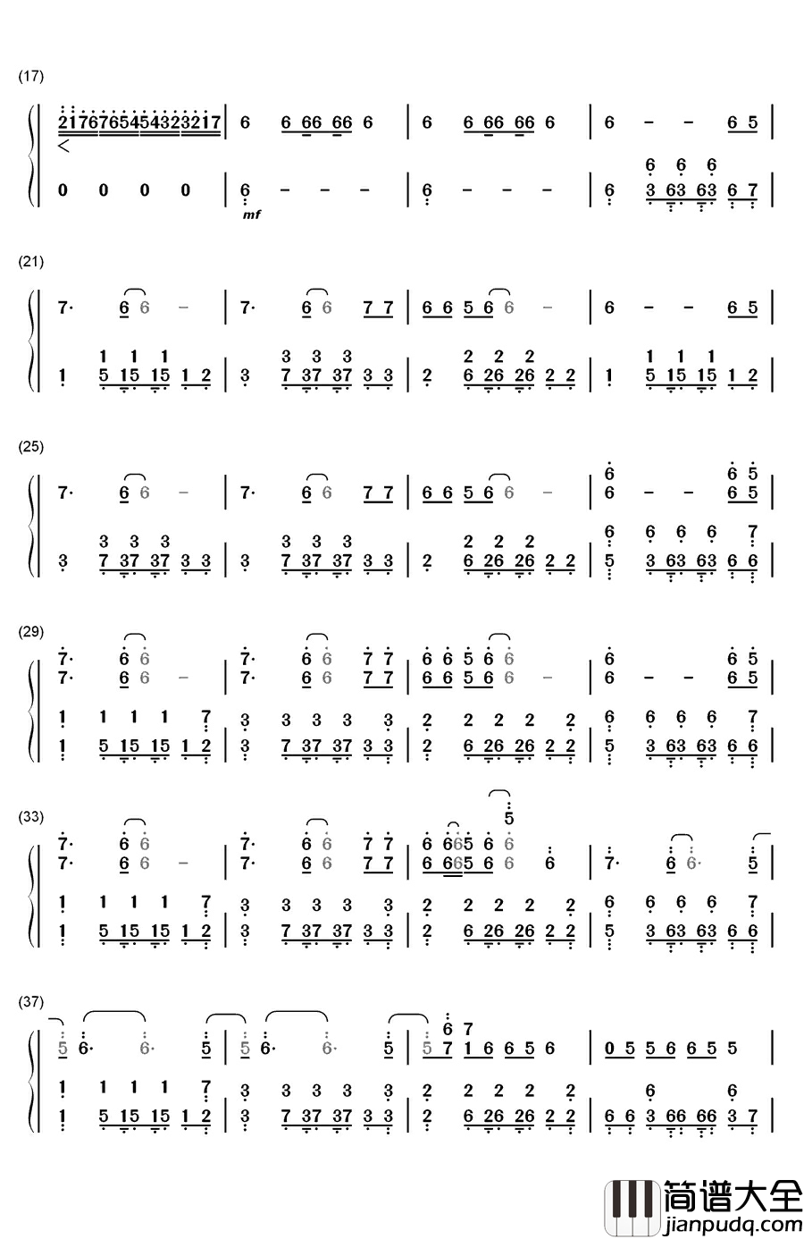 Love_Me_Again钢琴简谱_数字双手_John_Newman