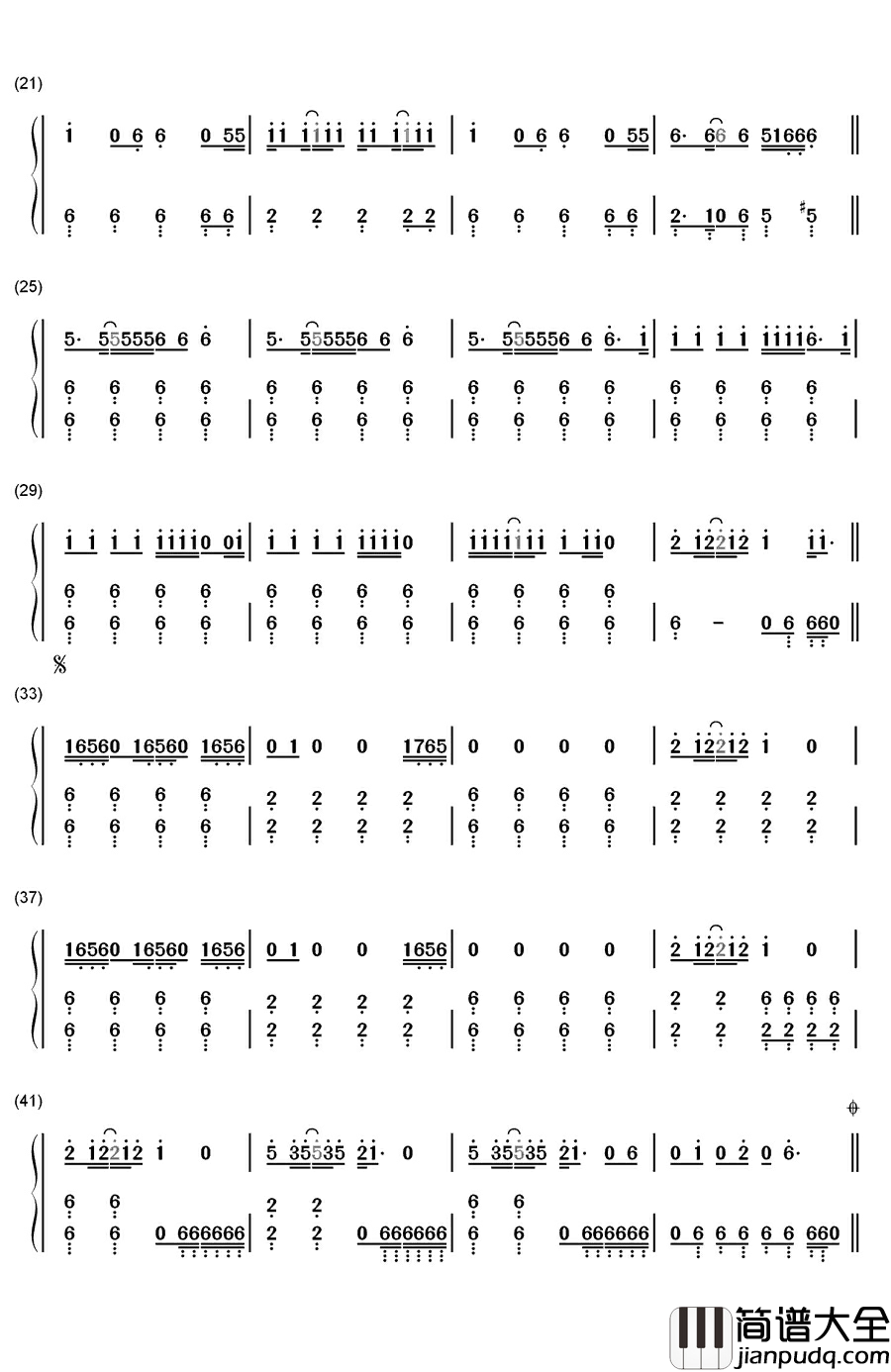 Uptown_Funk钢琴简谱_数字双手_Mark_Ronson_&_Bruno_Mars