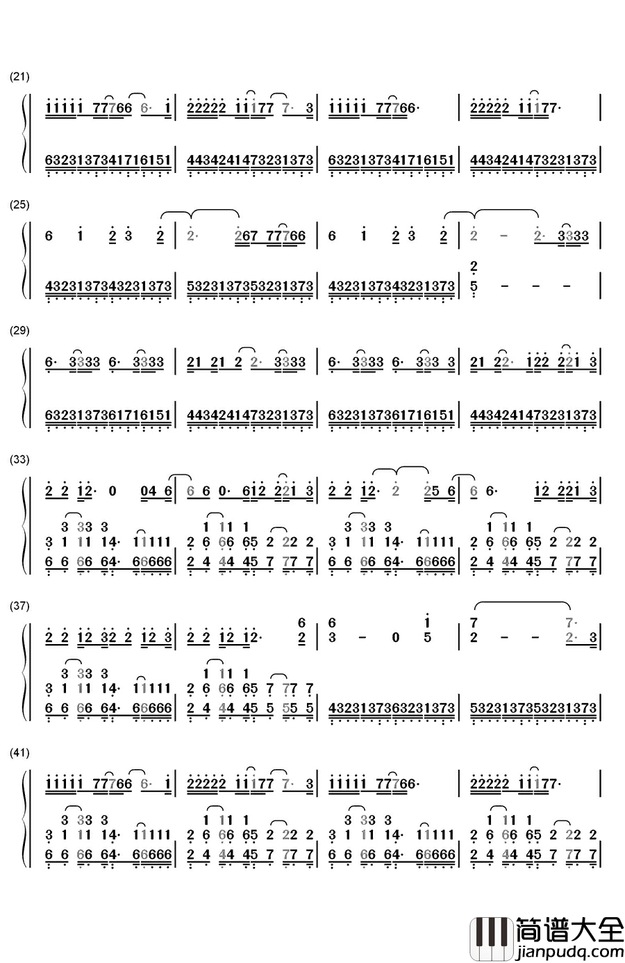 Dangerous钢琴简谱_数字双手_David_Guetta_&_Sam_Martin