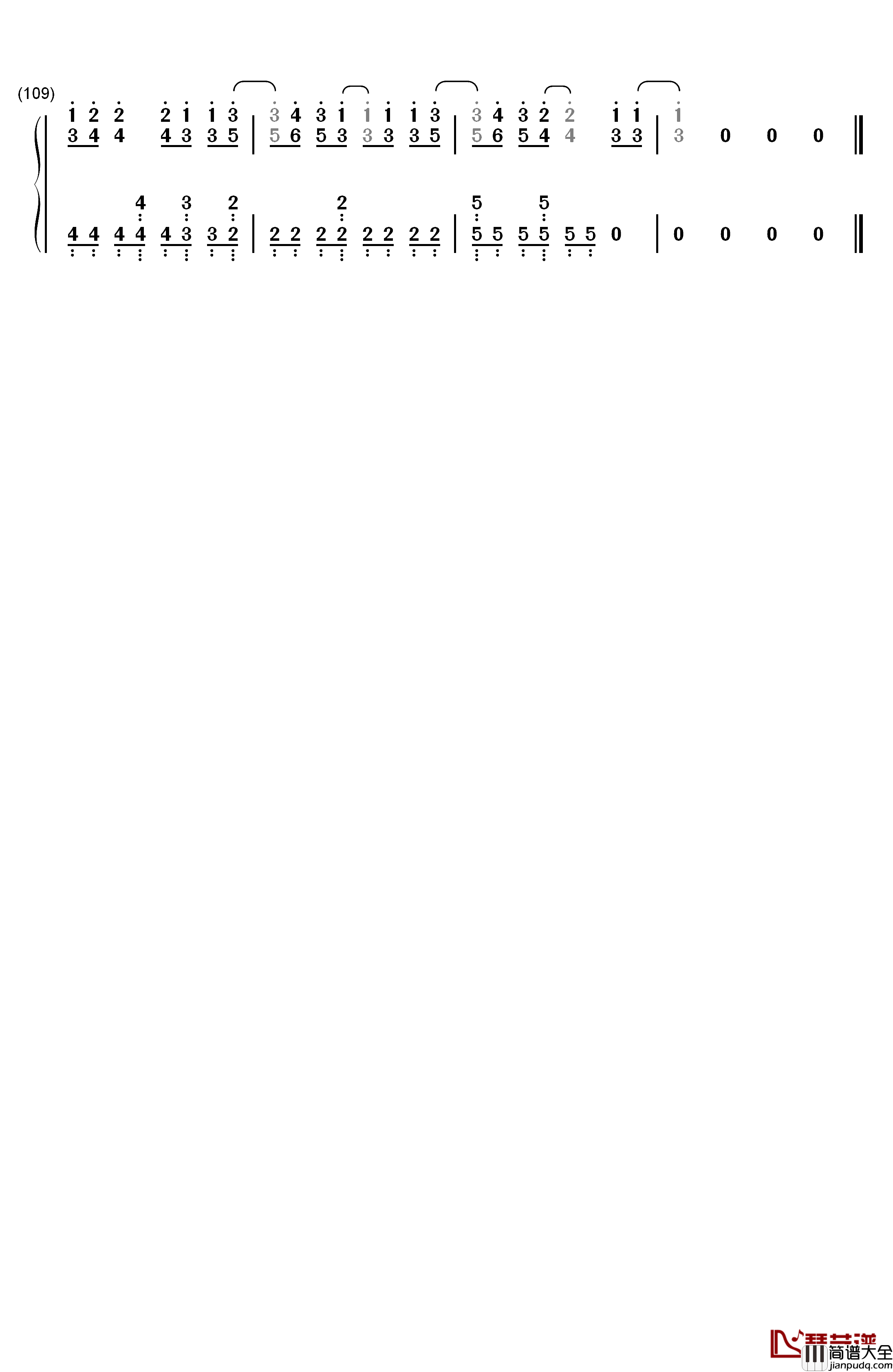 彼得潘钢琴简谱_数字双手_EXO