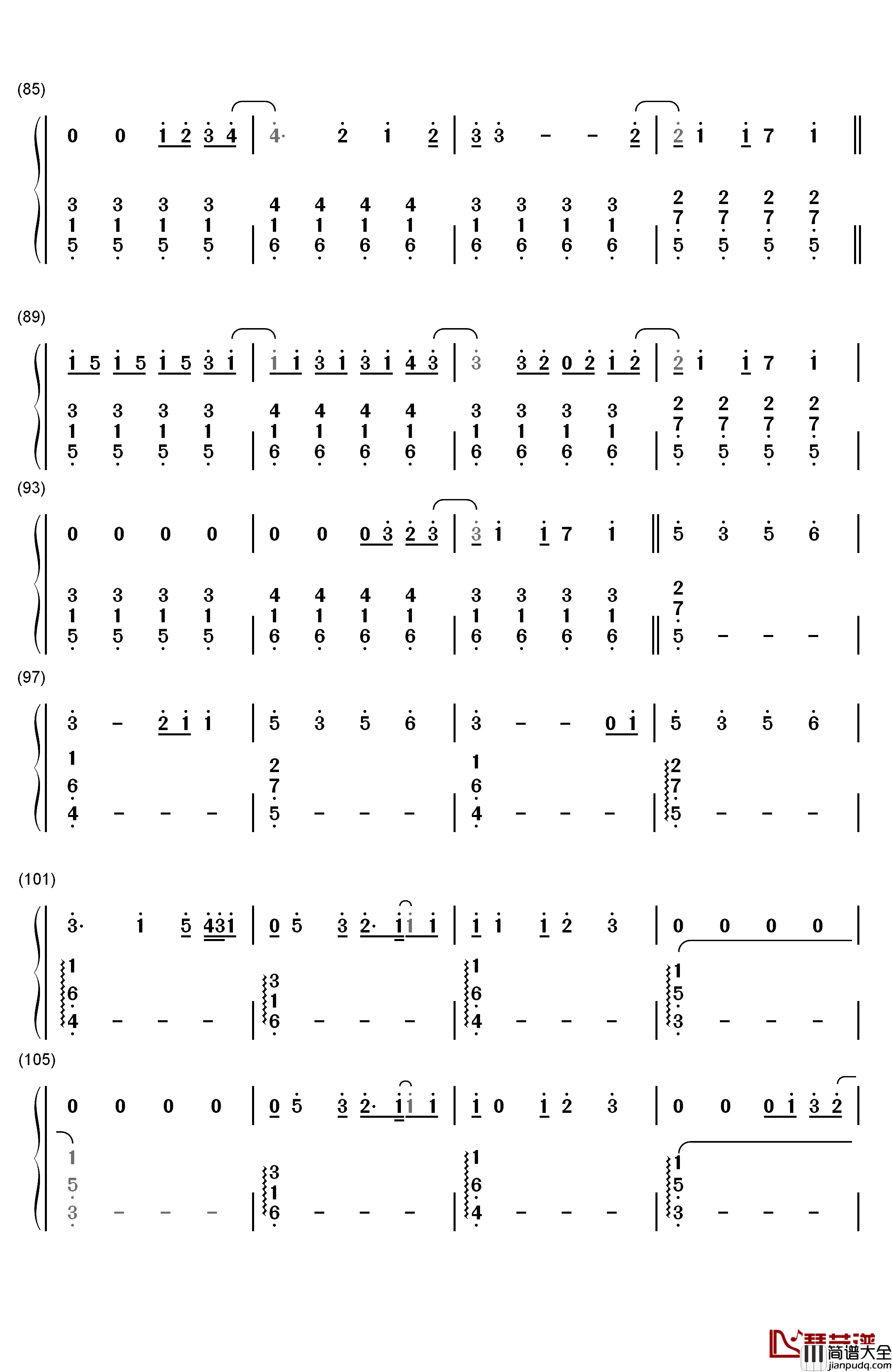 18钢琴简谱_数字双手_One_Direction
