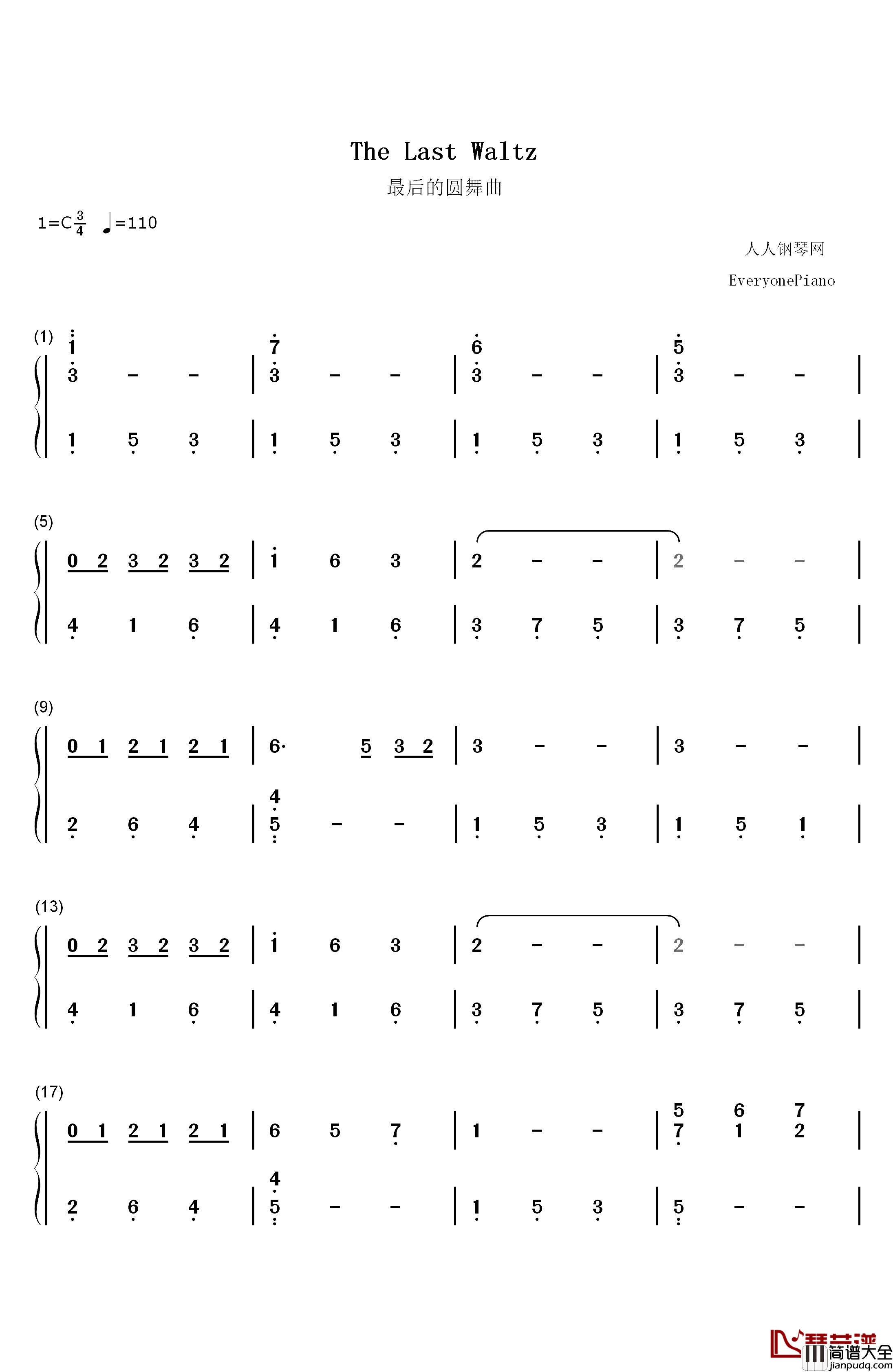 The_Last_Waltz钢琴简谱_数字双手_Engelbert_Humperdinck