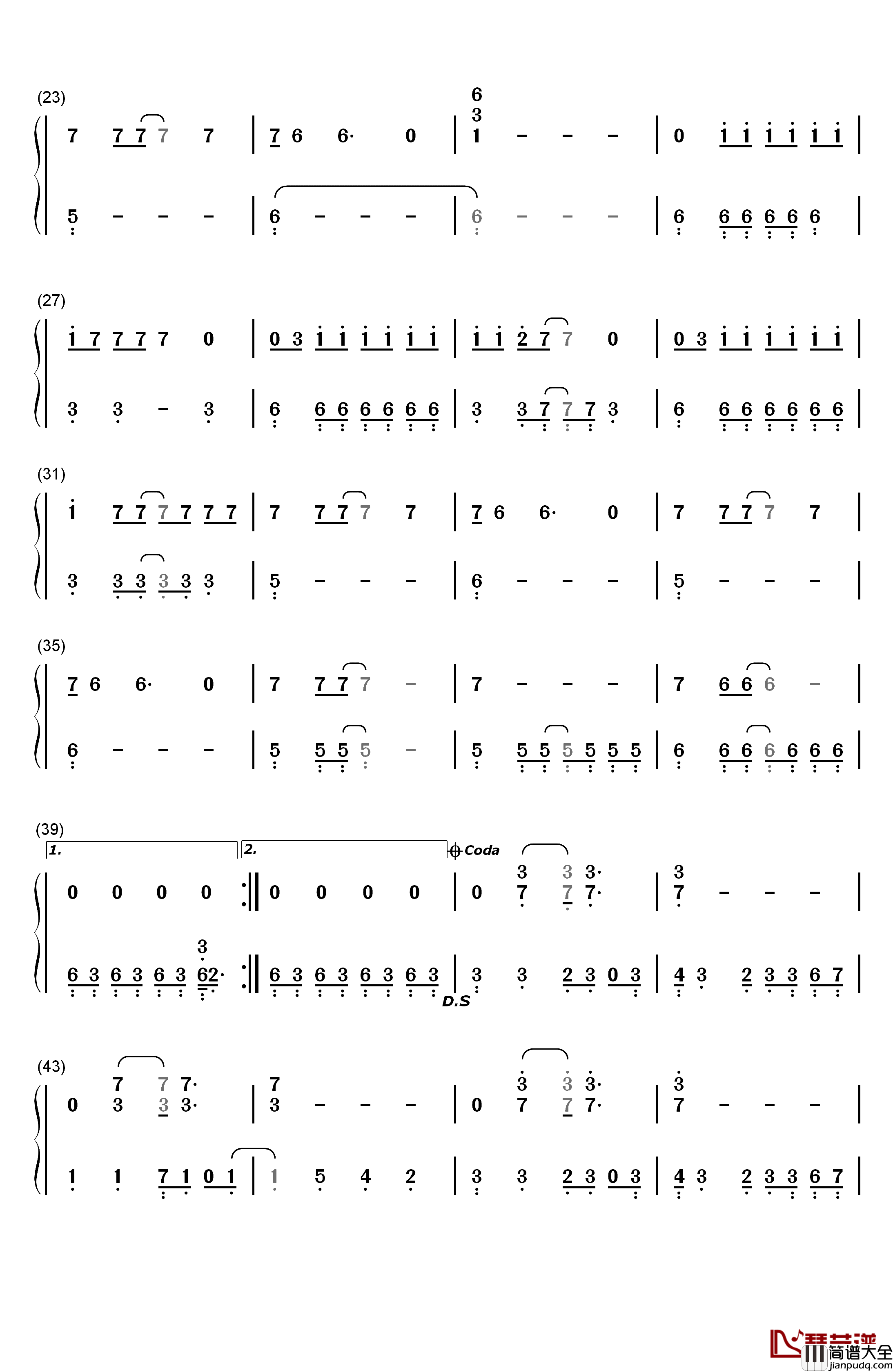 Otherside钢琴简谱_数字双手_Red_Hot_Chili_Peppers