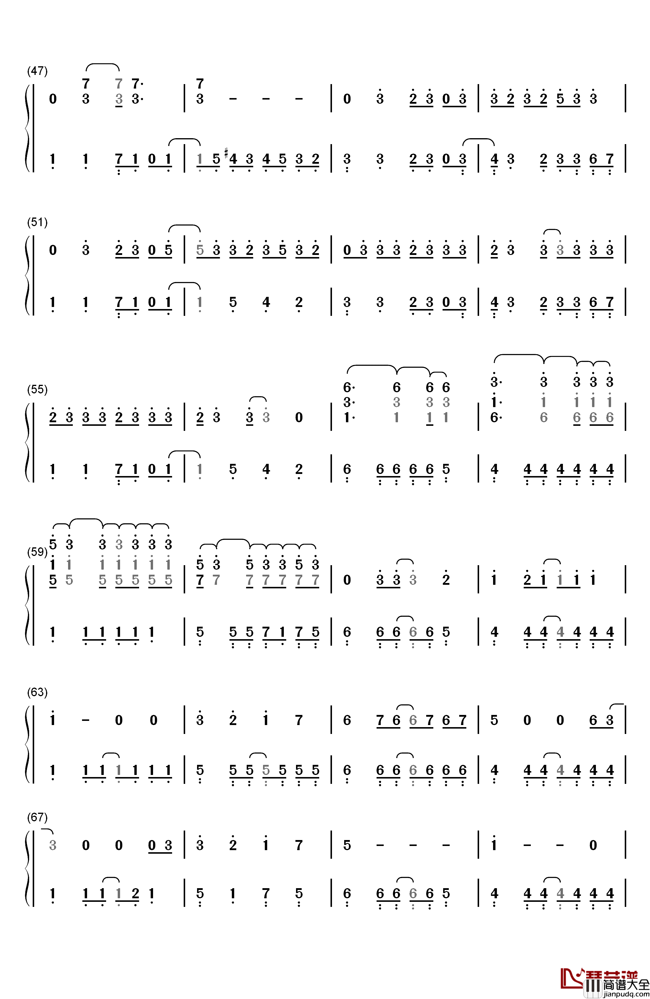 Otherside钢琴简谱_数字双手_Red_Hot_Chili_Peppers